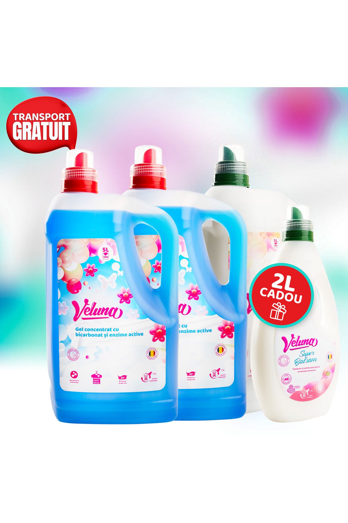 Veluna Pachetveluna Care Xl 15l - 2x5l Detergent Gel + 5l Super Balsam + Cadou 200+ Spalari - One Size