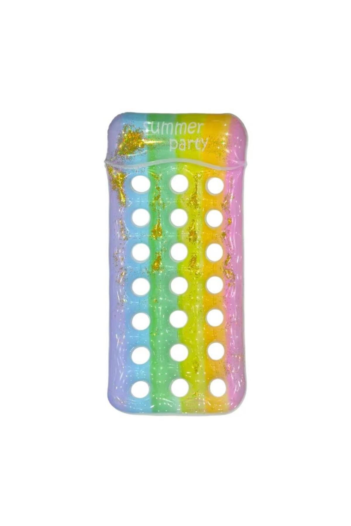DAR-Inflatable Water Mattress with Rainbow and Sequin Design, Ideal Accessory for the Pool and Beach 1