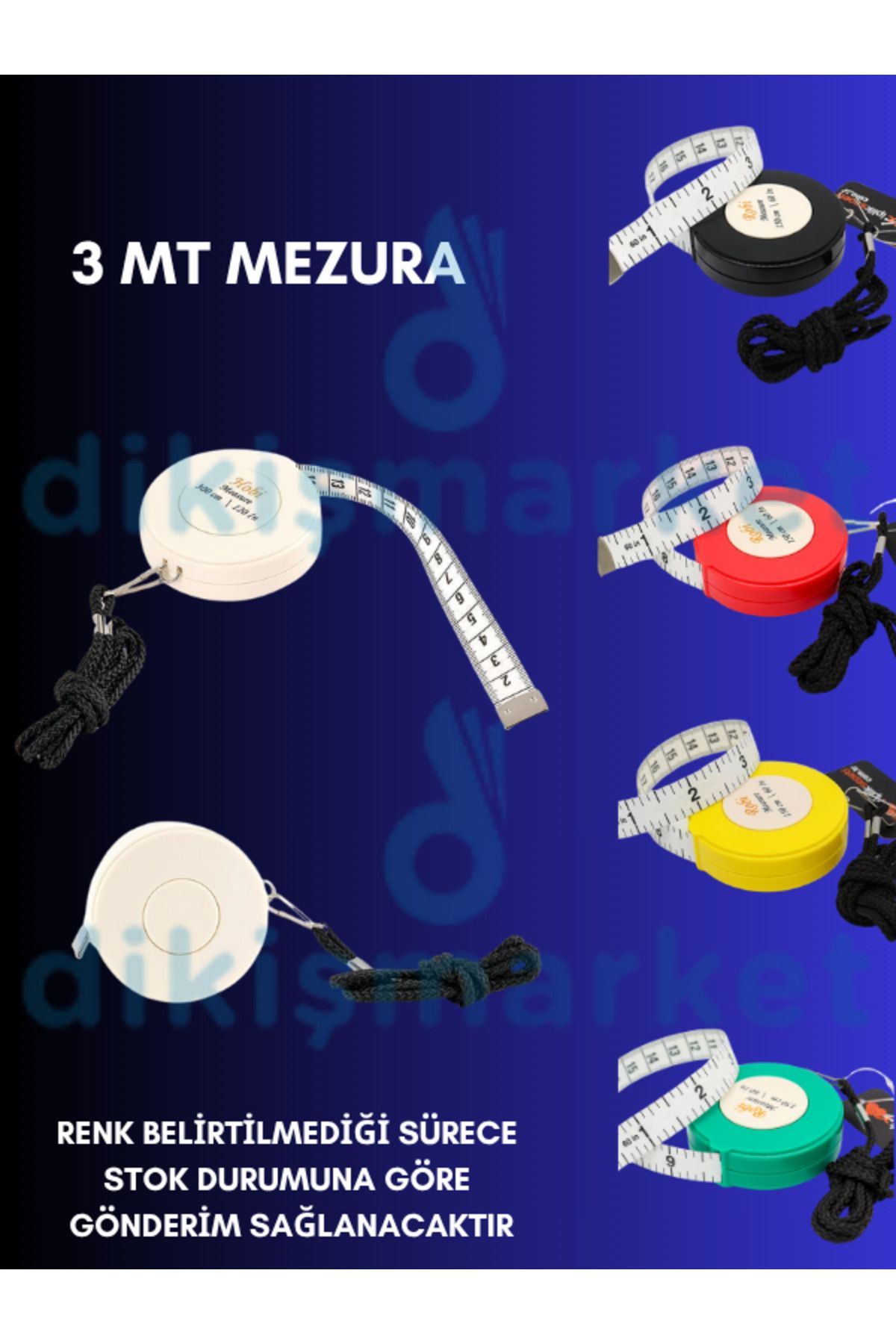 dm dikişmarket OTOMATİK MEZURA 3 MT BOYUNA ASKILI