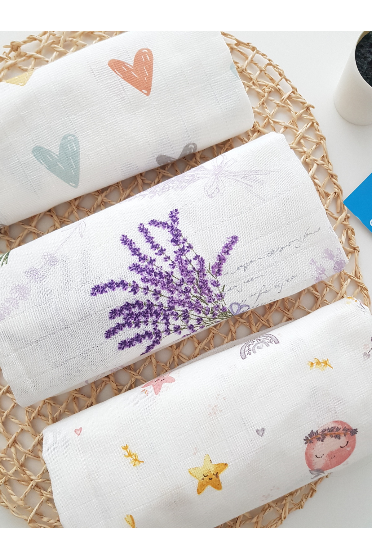 artıbebe 3’lü Müslin Örtü Seti | %100 Pamuk Müslin Bez | Bebek Kundak, Omuz Bezi, Emzirme Örtüsü | Artı Bebe fotoğrafı 2 (önizleme)