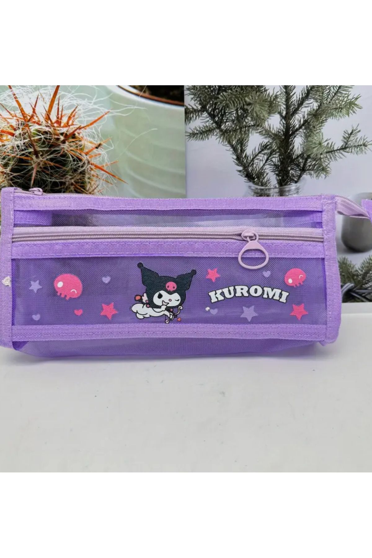 So Iconic Sanrio Kuromi karakterli Şeffaf Kalem Kutusu / Mor