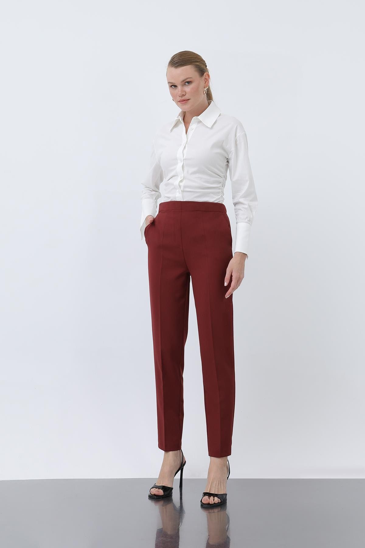 Puane Kadın Havuç Kesim Pantolon - 18242PNT - BURGUNDY