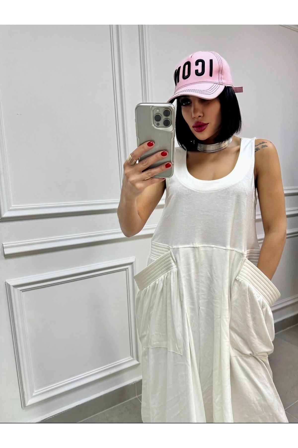 H4 Style Askılı Kargo Cep Elbise
