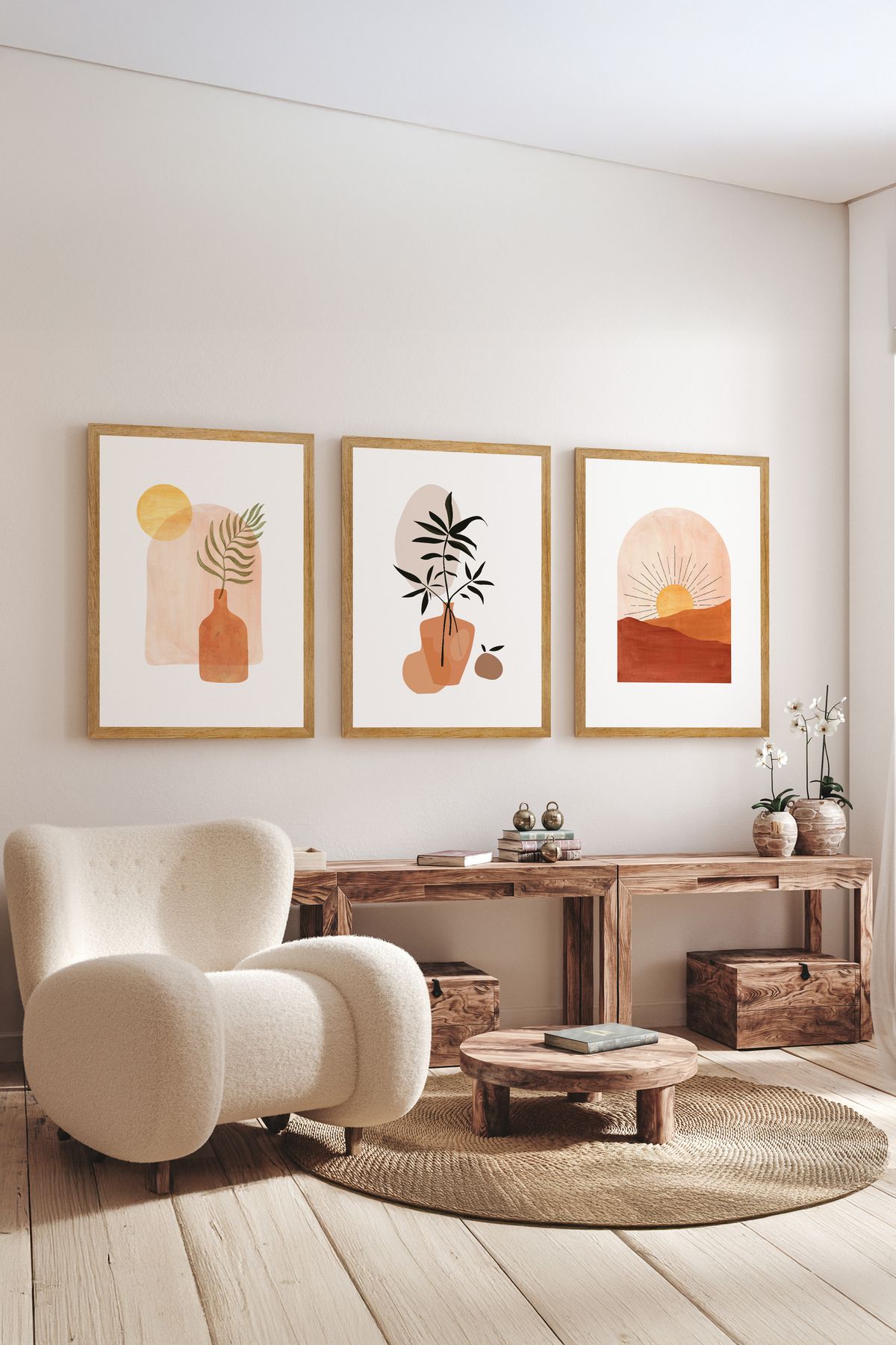 artflow 3 Parça Çerçeve Görünümlü Mdf Tablo Seti