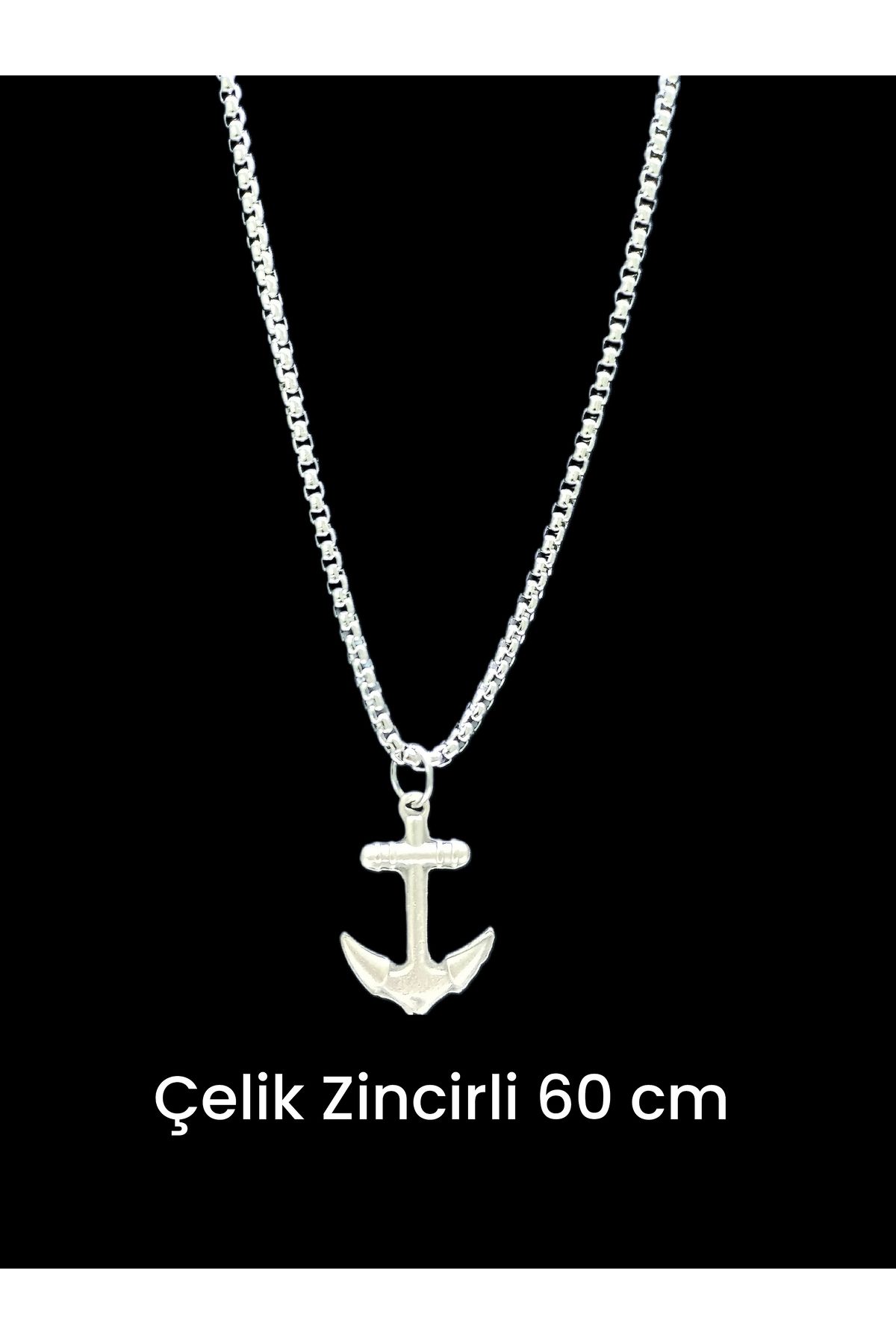 whocares Unisex Kararmaz Çelik Zincirli Minik Gemi Çapası Sembollü Kaliteli Gümüş Renk