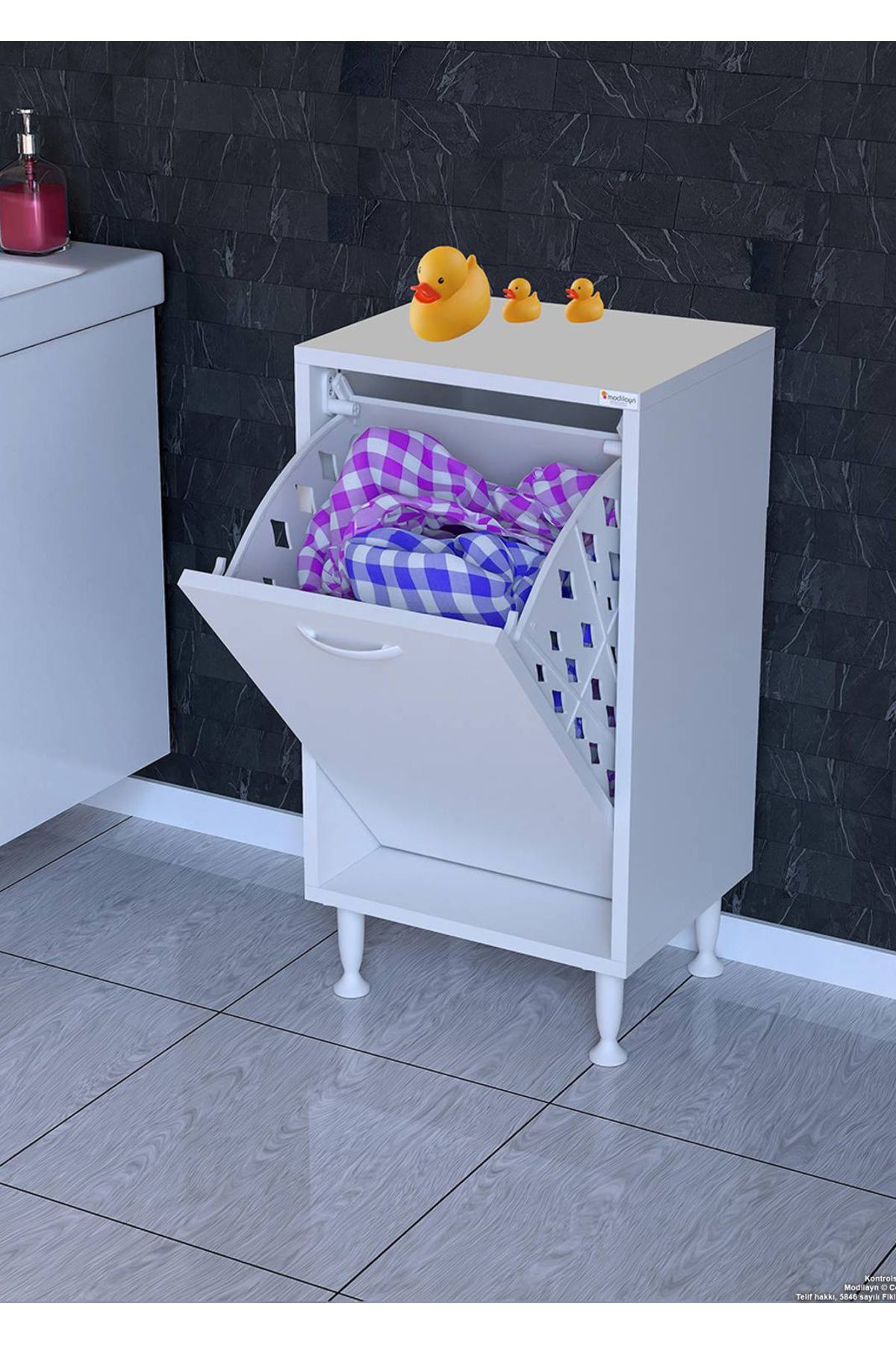 Modilayn 40x75x32,5 cm ’lik 1 Göz Sepetli Mini Mutfak Dolabı Seleli Sebzelik Çok Amaçlı Dolap