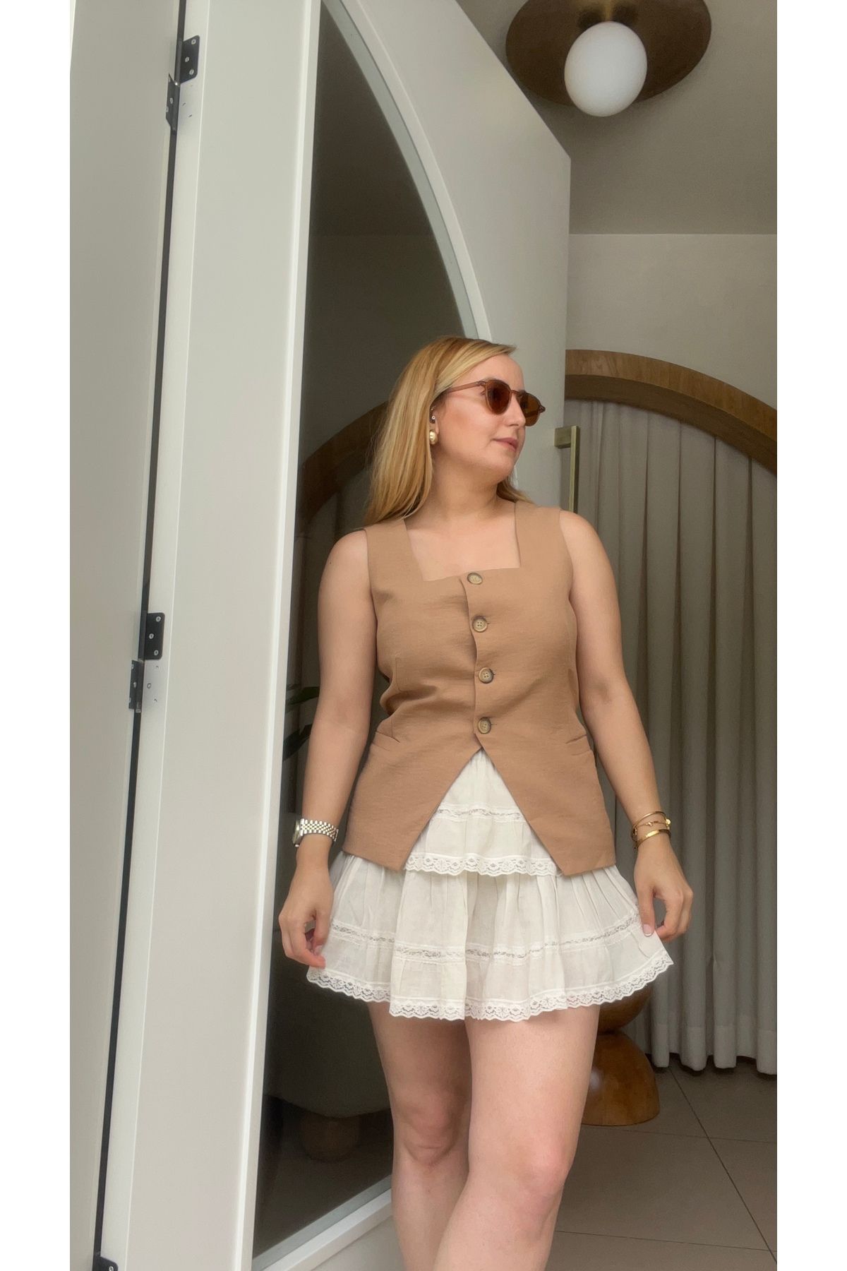 FATMA NUR ŞİRELİ BUTİK Keten Yelek