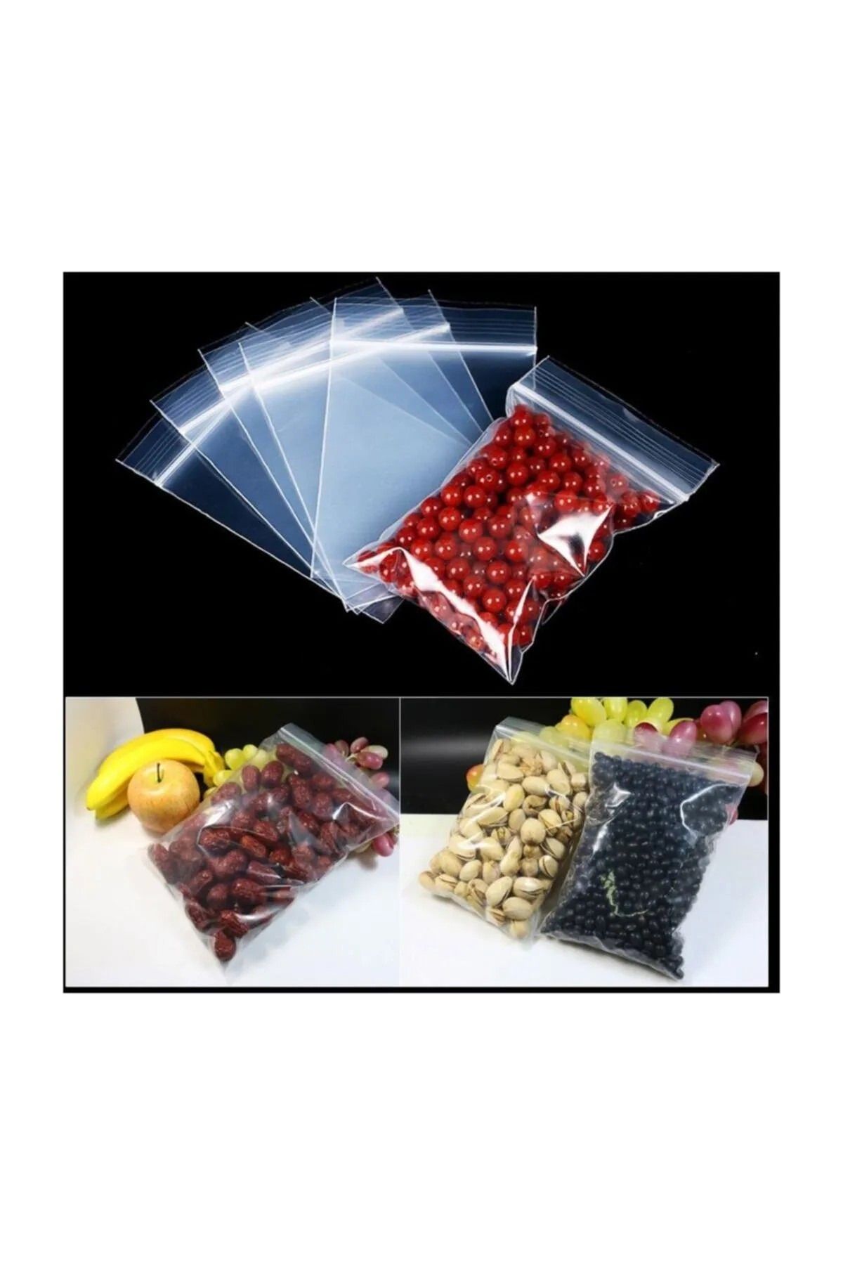 Ecoflex Kilitli Torba 6x7 Cm 100'lü Kilitli Buzdolabı Poşeti Şeffaf Kilitli Poşet Kilitli Saklama Poşeti