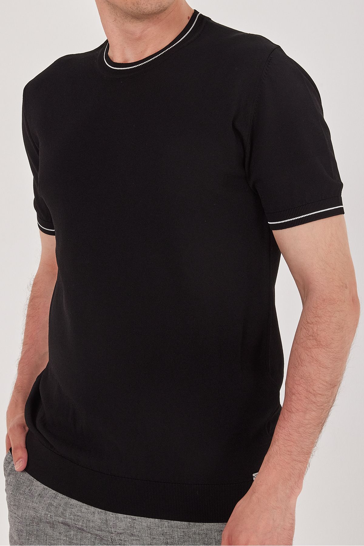ACTUAL Bisiklet Yaka Kısa Kol Triko T-Shirt 8505 Siyah