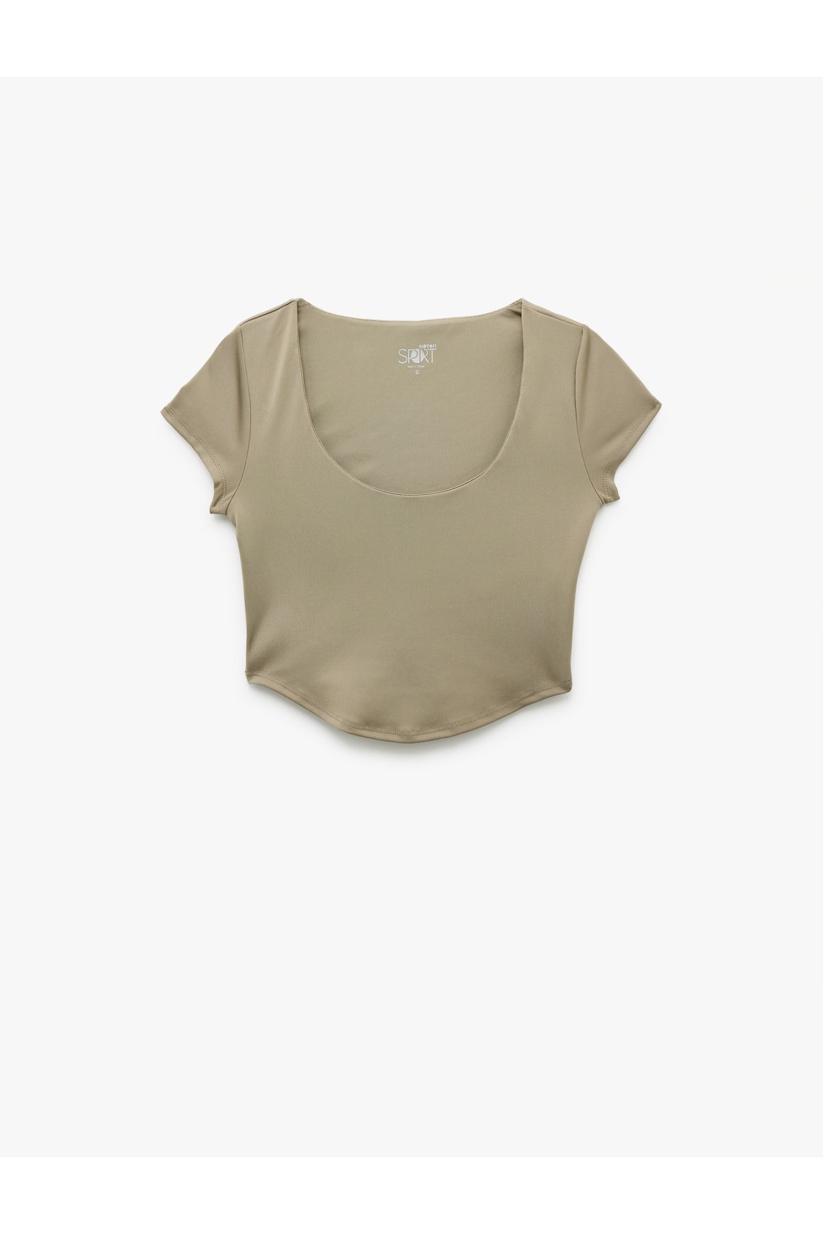 Koton Bisiklet Yaka Kısa Kollu Asimetrik Crop Spor Tişört