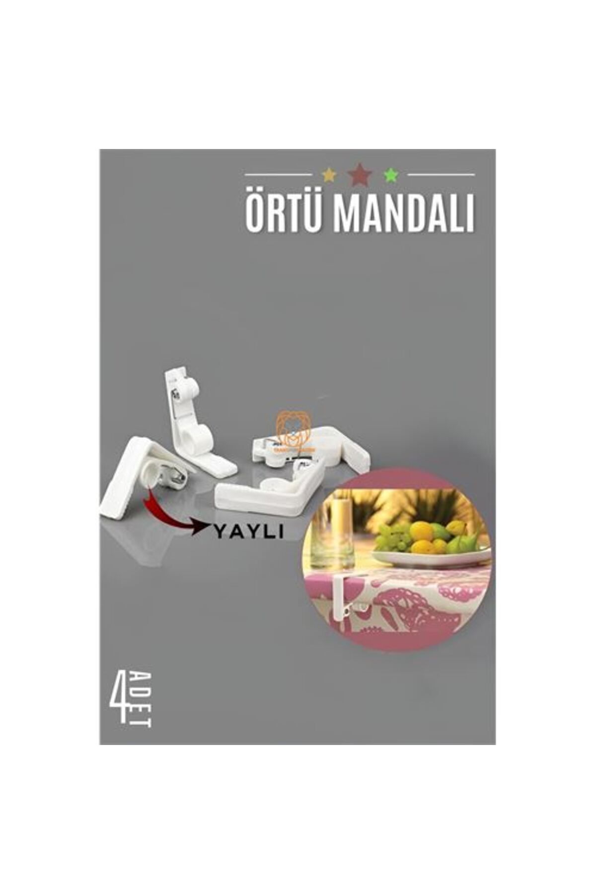 ÖYKÜ VE YİĞİT Yaylı Masa Örtüsü Mandalı 4 ADET