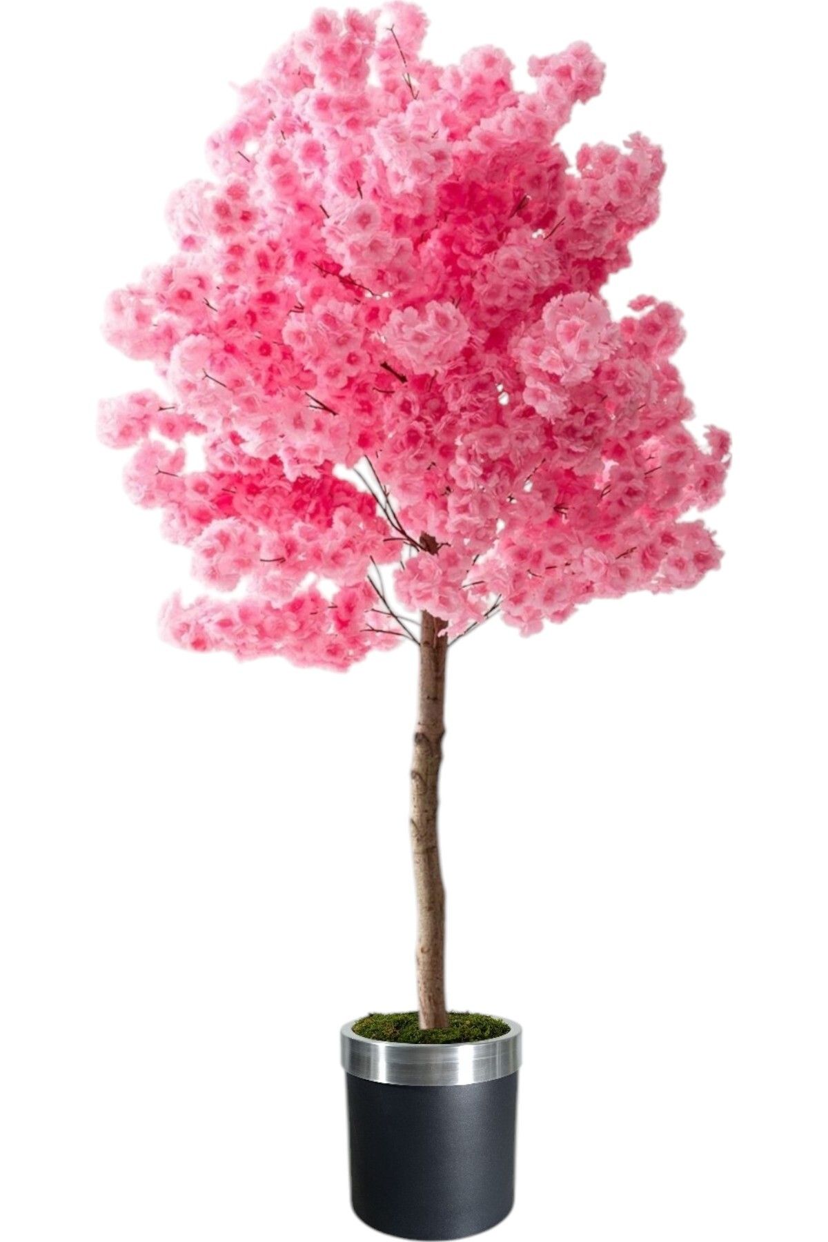 ERHAN FLOWERS ÇİÇEK & DEKORASYON Pembe Yapay Ağaç Bahardalı 180 cm siyah gümüş saksı