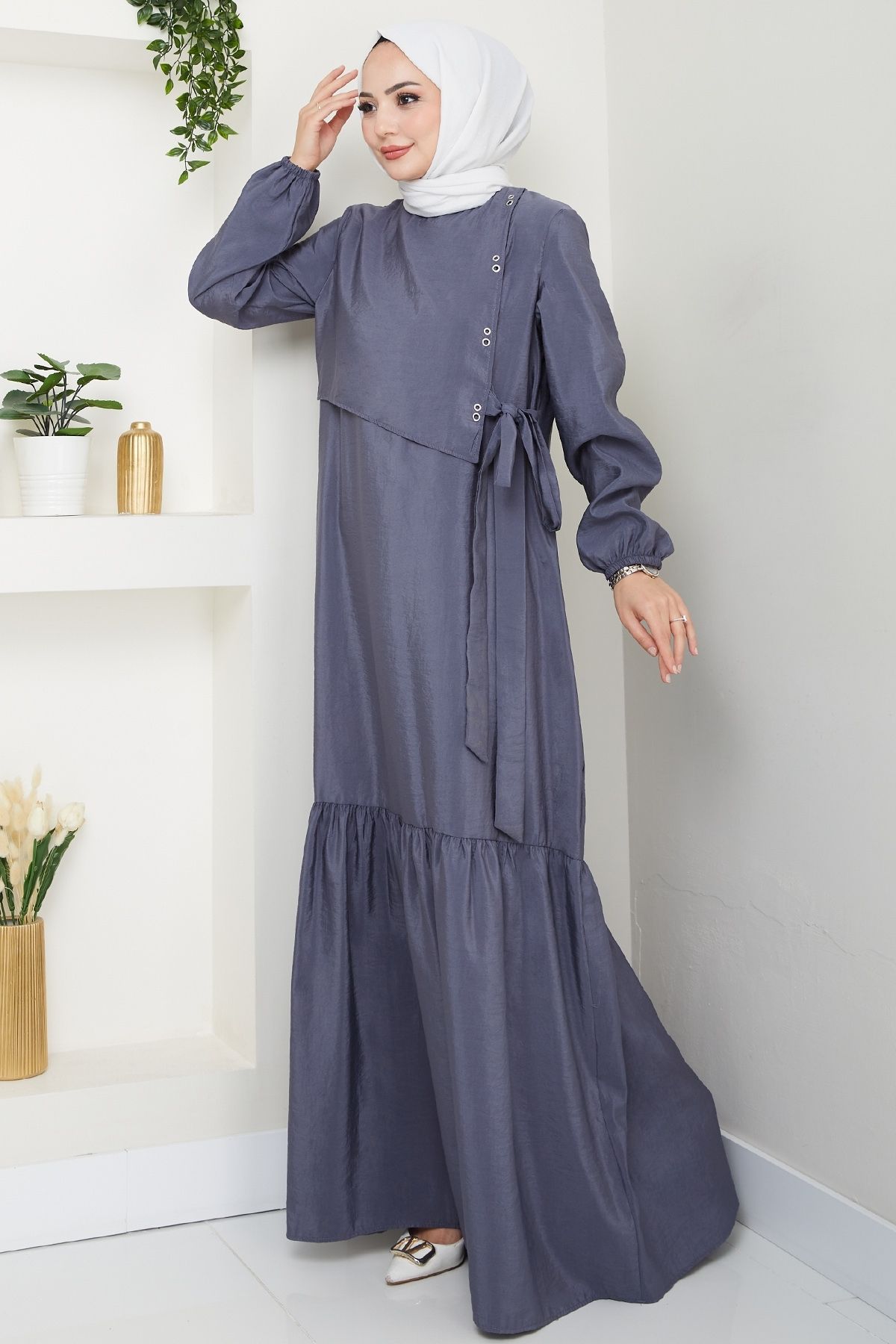 InStyle-Modal Gray Dress with Bird's Eye Detail 2