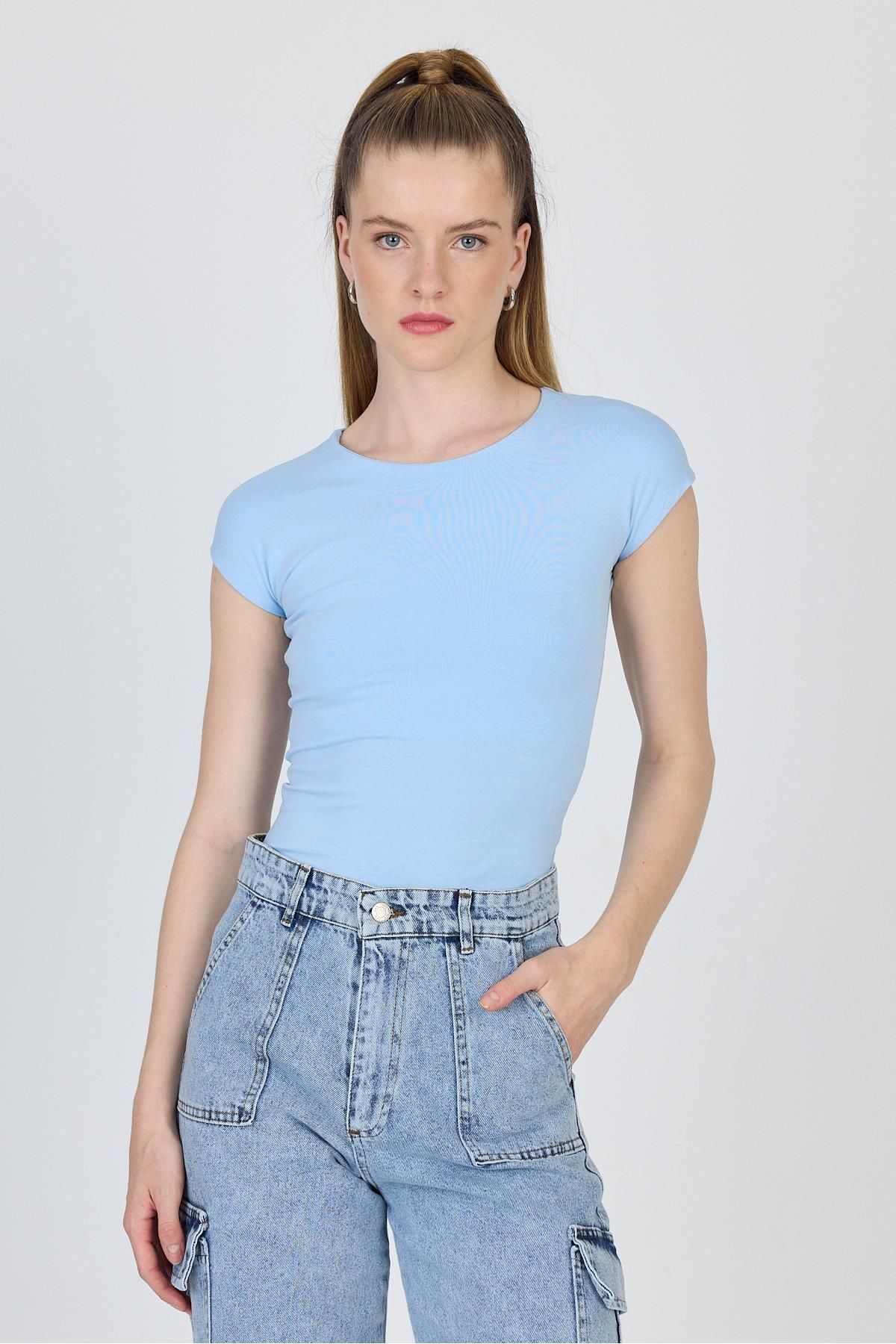 Rays Mavi Bisiklet Yaka Pamuklu Slim Fit Tişört 9190