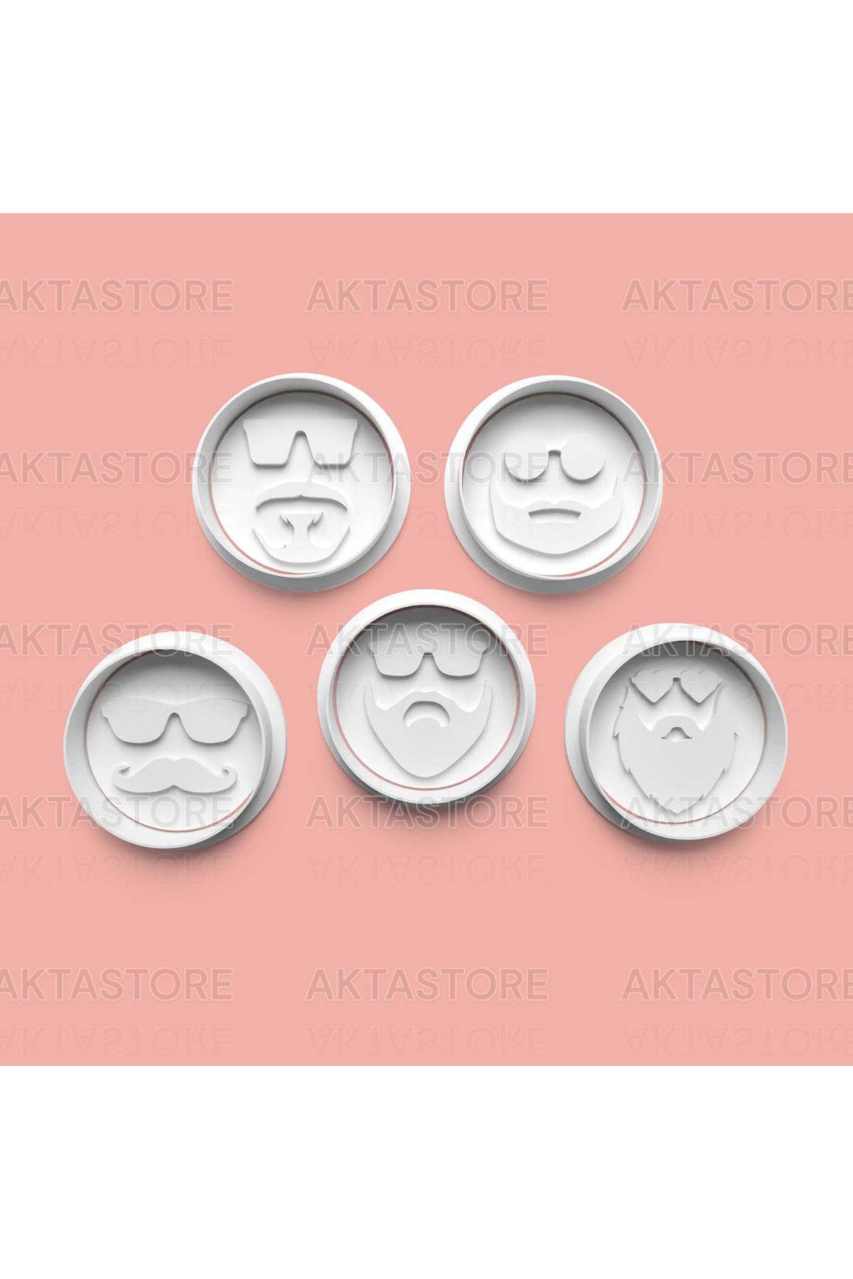 AKTASTORE Sakal Figürlü Kurabiye Kalıbı 5'li set