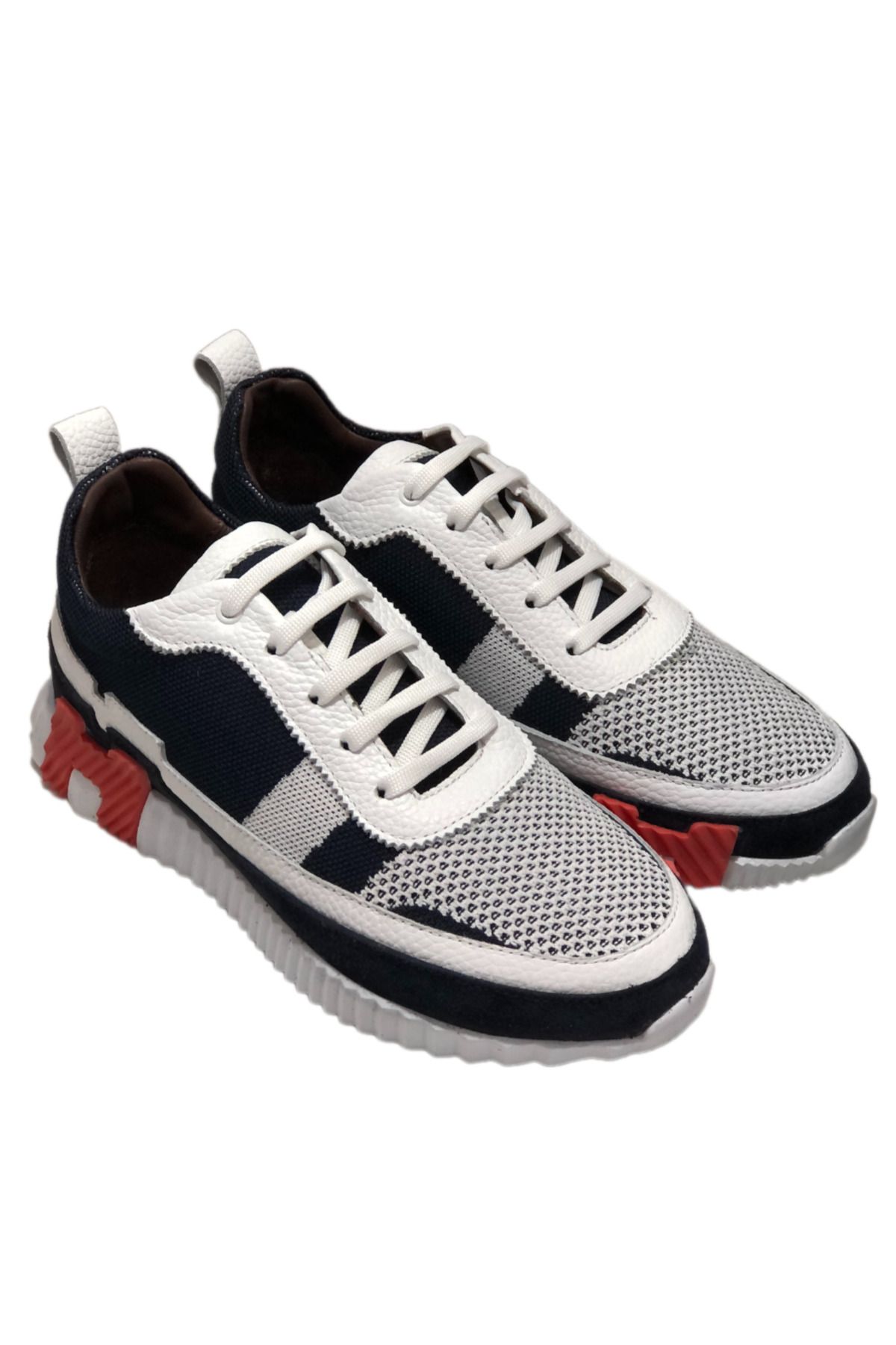 AristocratShoes Triko Spor Bağcıklı Ortopedik H Taban Gerçek Deri Detaylı Yürüyüş Spor Ayakkabı