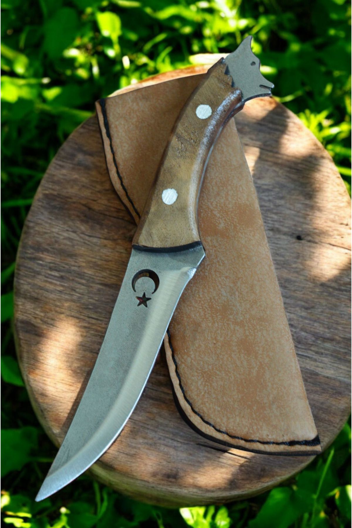 MERTCAN KNİFE 19 cm kurt başlı outdoor av ve kamp bıçağı mutfak bıçağı çakı kasap et bıçağı