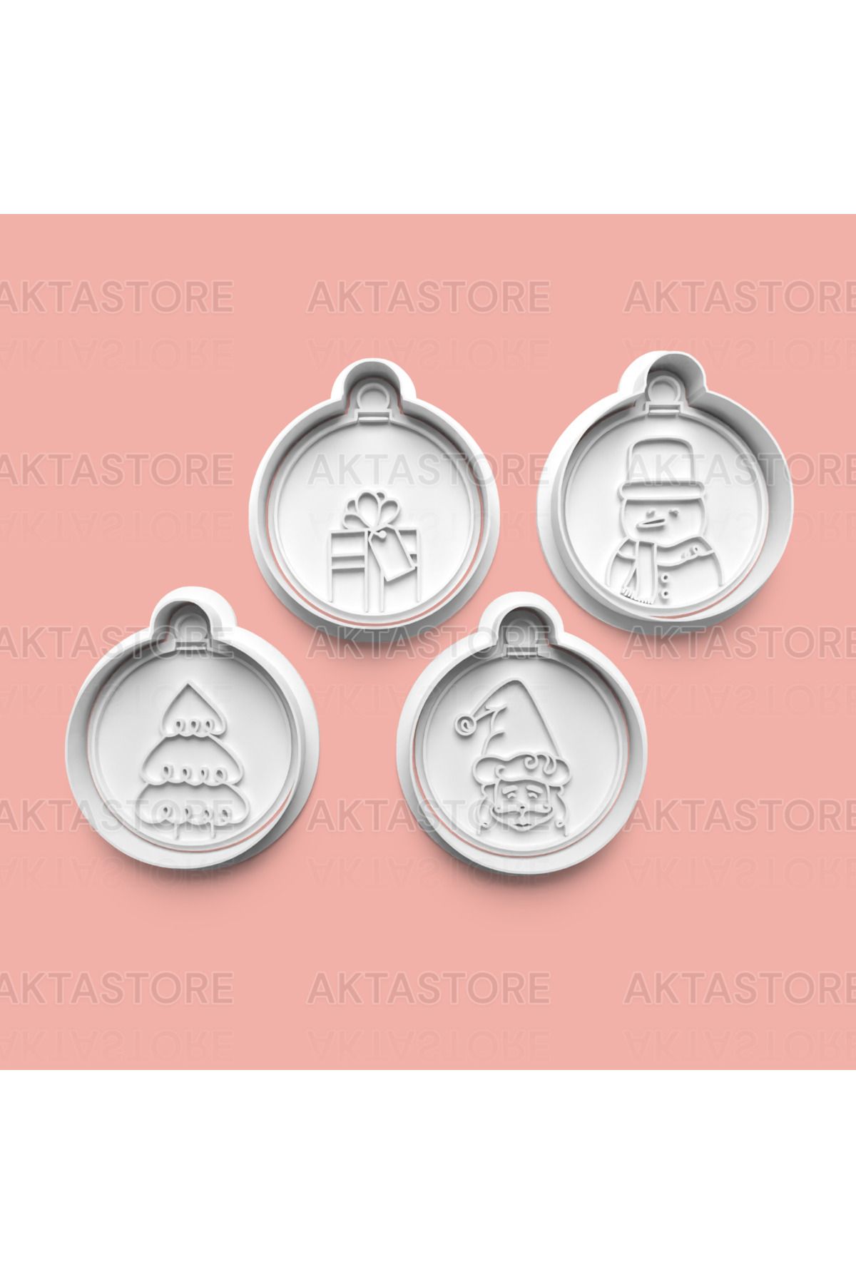 AKTASTORE Yılbaşı Teması Kurabiye Kalıbı 4'lü set