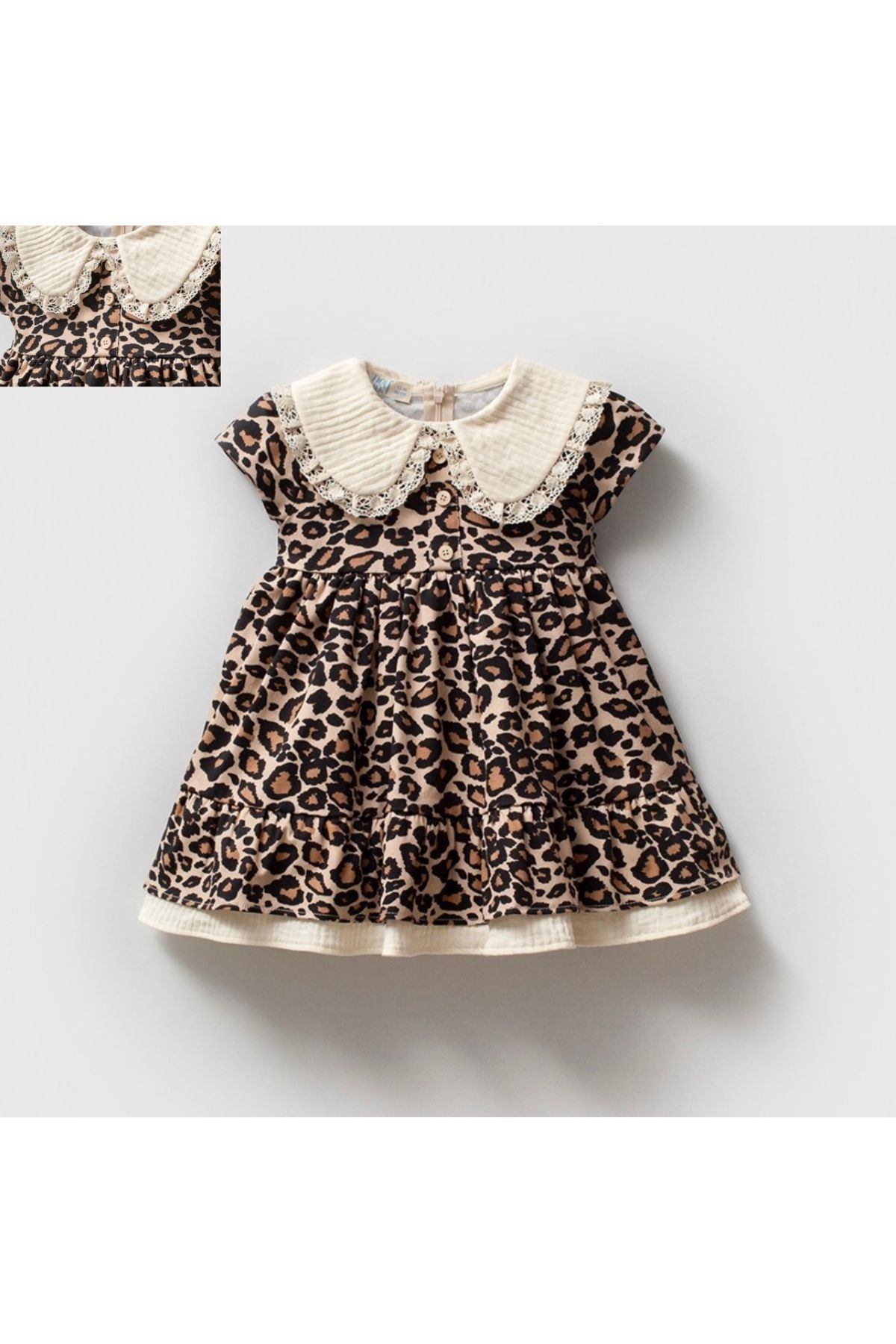 NoyNoy Baby NOYNOY KIZ LEOPARLI MÜSLİN ELBİSE