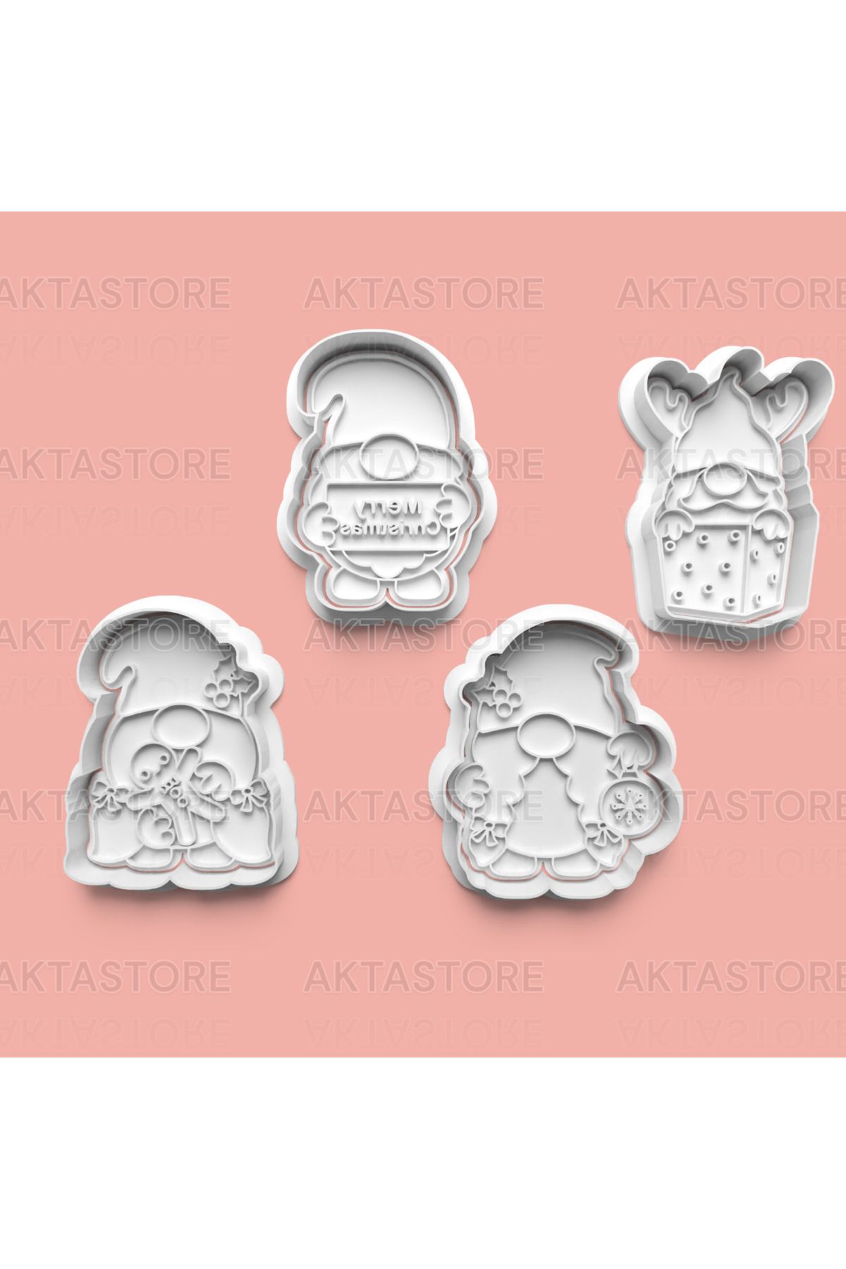 AKTASTORE Yılbaşı Cücesi Kurabiye Kalıbı 4'lü set