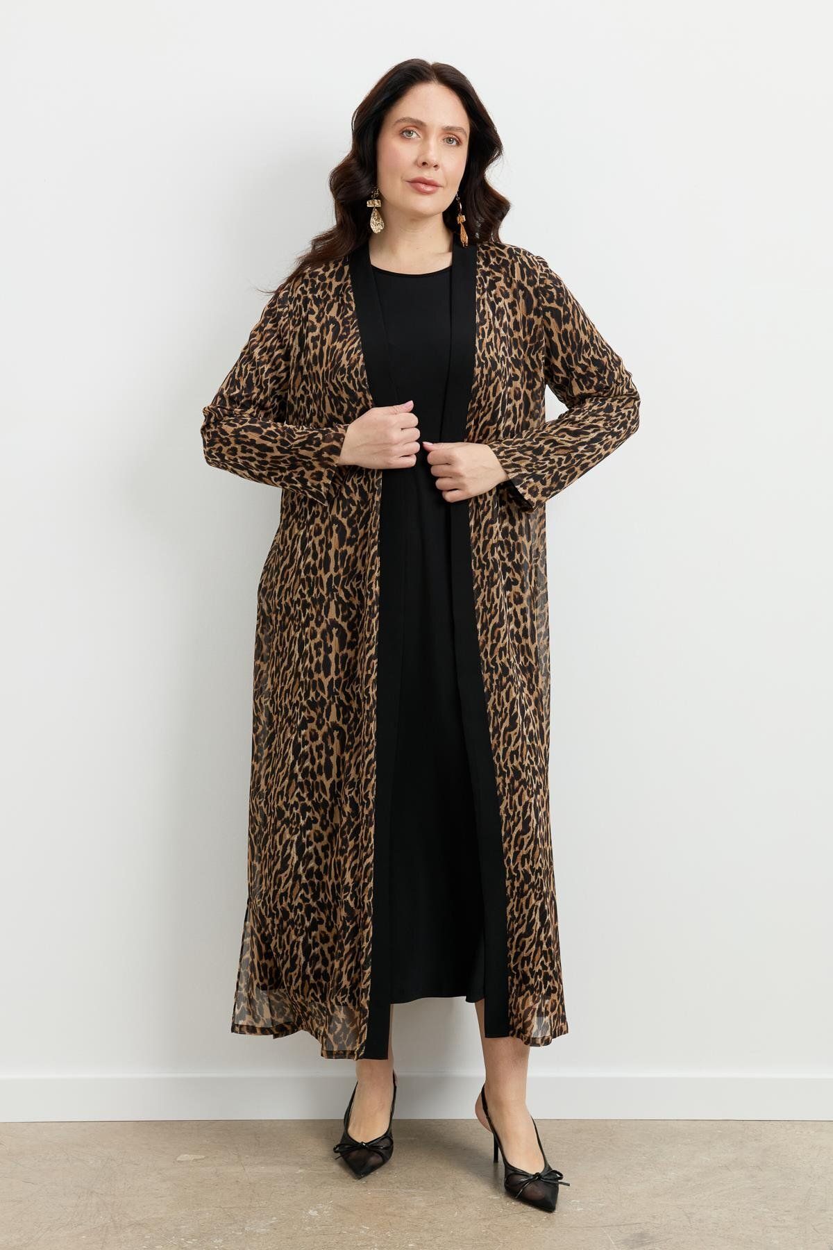 accort Büyük Beden Leoparın Rüyası Takım Elbise-CAMEL