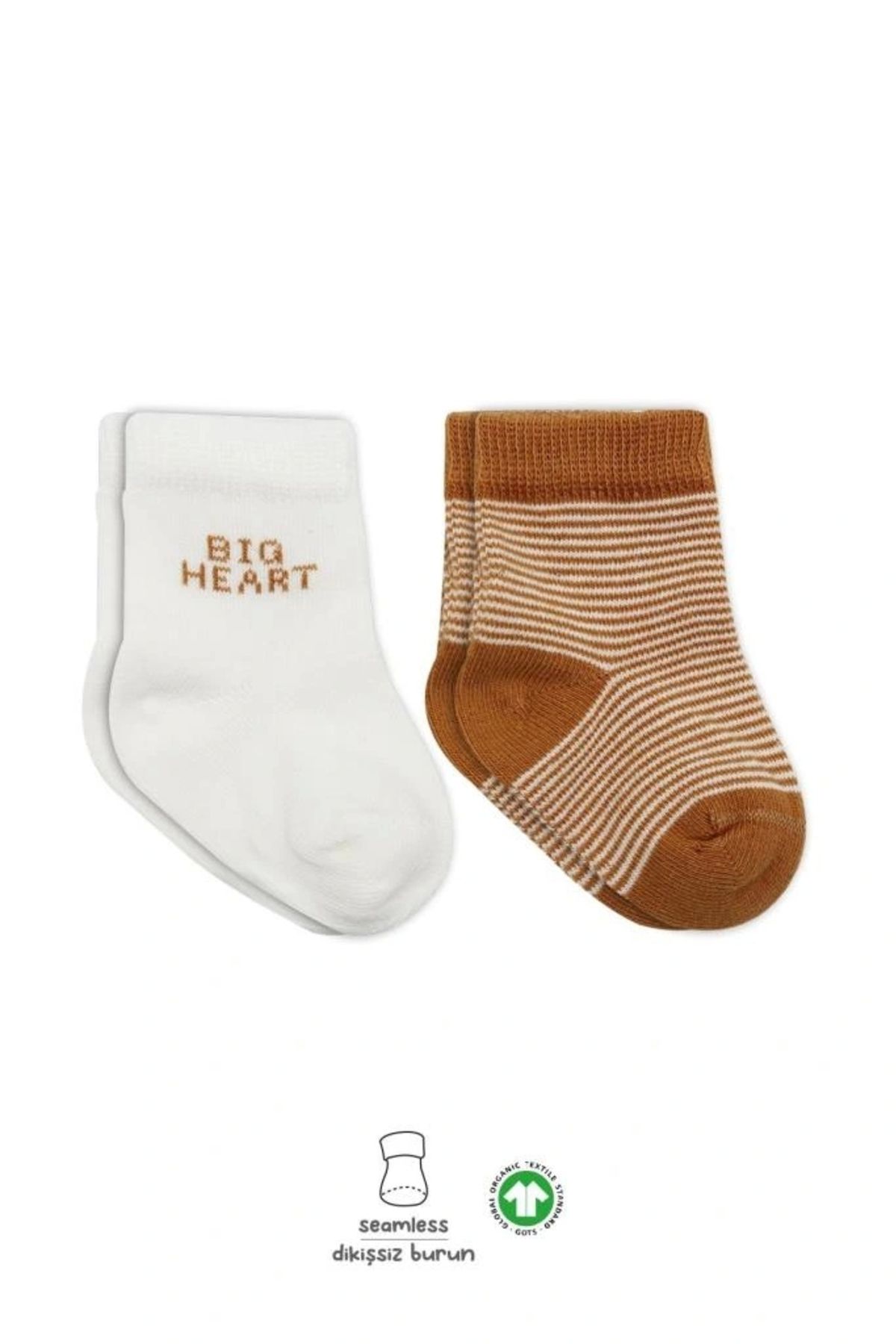 OurStyles Bistyle Big Heart Penye Soket Çorap 2'Li BS10117 Hardal