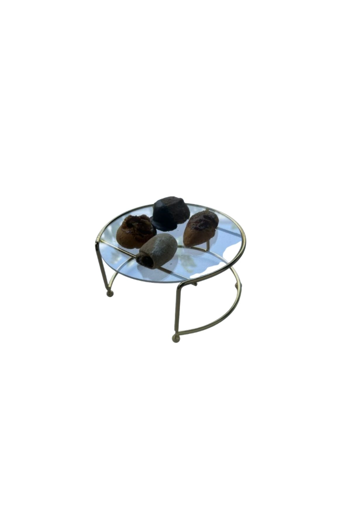 Edora Home Altın Küçük Boy Sunumluk Metal Hediyelik Dekorasyon İkramlık / Şeffaf Pleksi / Paslanmaz