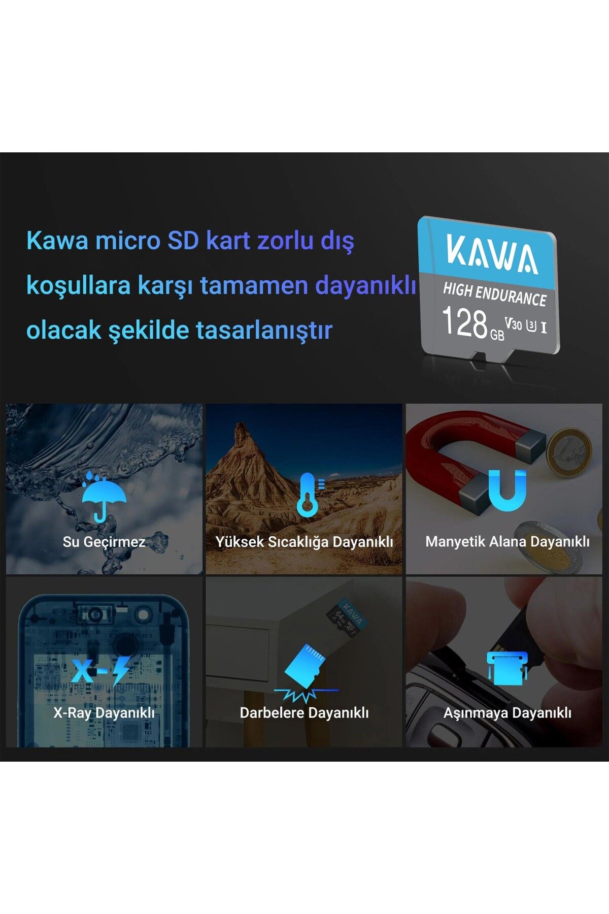 Kawa-128Gb Micro Sd Memory Card High Endurance Class 10 Compatible with High Speed ​​Vehicle Cameras 4