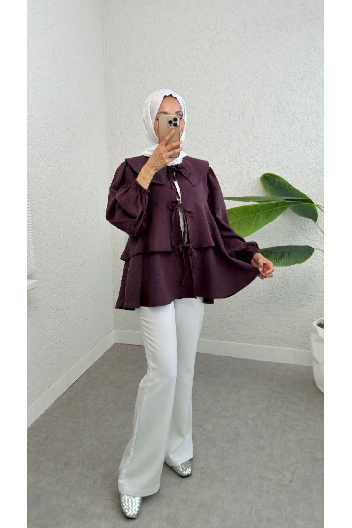 Castivo Fashion Düğüm Detaylı Fırfırlı Bluz