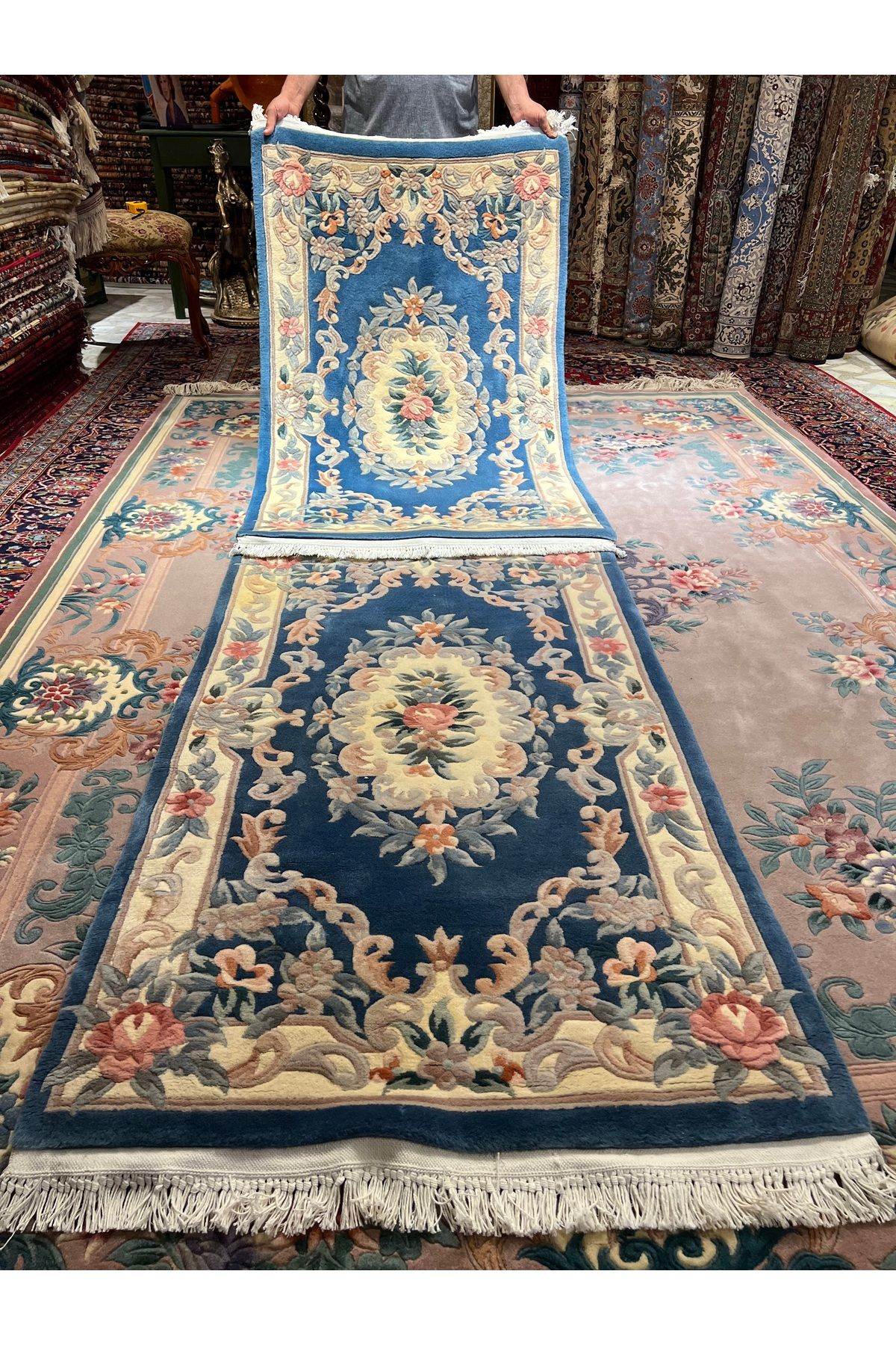 RD RAMAZAN DAĞ EL HALI SANATI El Dokuma Kabartmalı Çin Halısı Birinci Sınıf Kalite Ebat 155x90