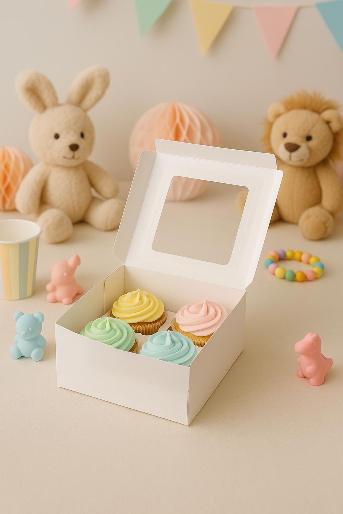 dandeliondesign Asetat Pencereli 4lü Cupcake Kutu