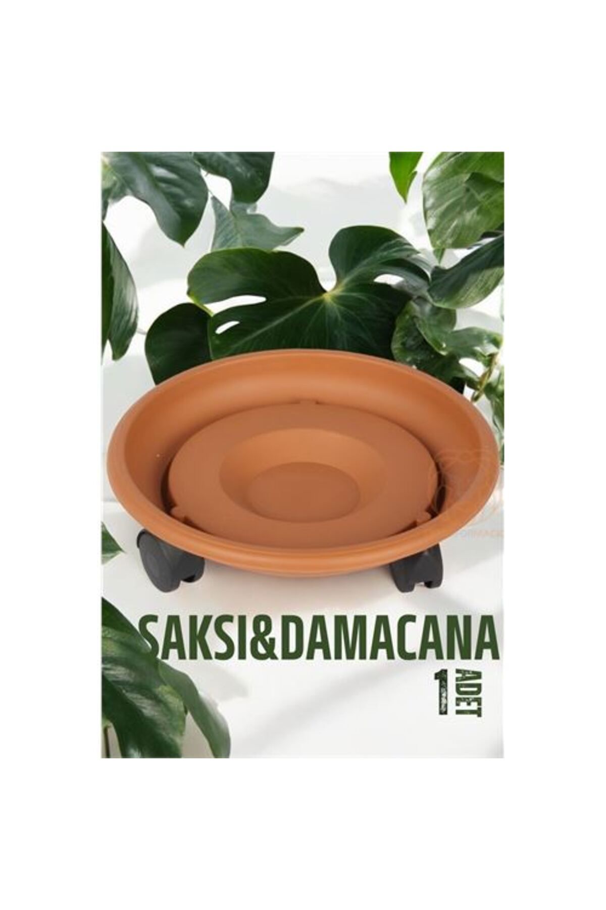 ÖYKÜ VE YİĞİT Tekerlekli Saksı Altığı 37 CM KAHVE