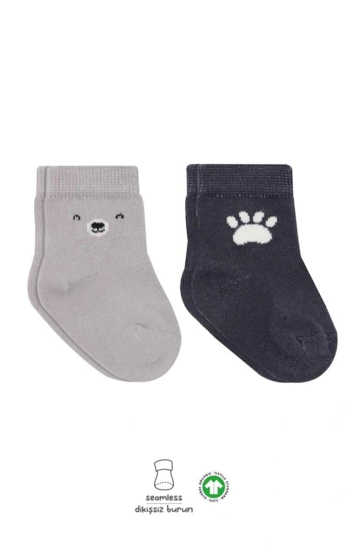 OurStyles Bistyle Bear Penye Soket Çorap 2'Li BS10116 Gri