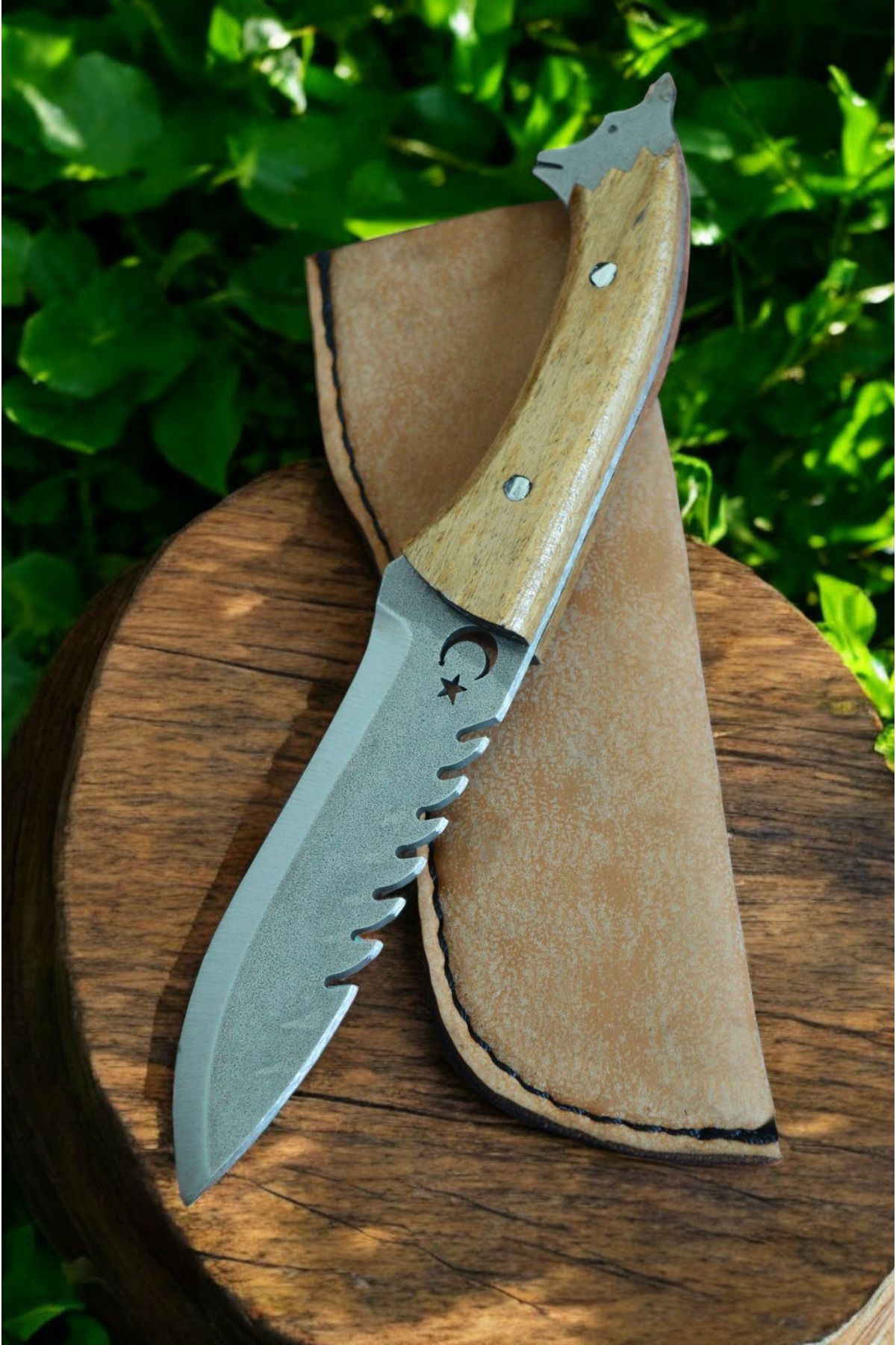 MERTCAN KNİFE 19 cm kurt başlı outdoor av ve kamp bıçağı mutfak bıçağı çakı kasap et bıçağı