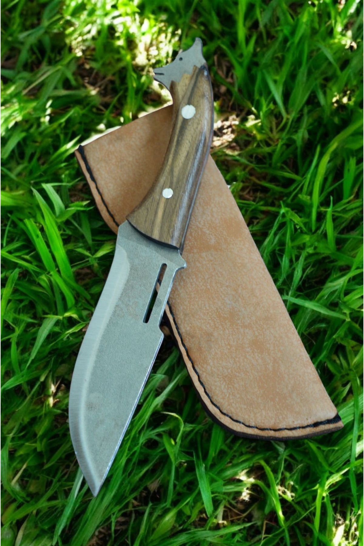 MERTCAN KNİFE 19 cm kurt başlı outdoor av ve kamp bıçağı mutfak bıçağı çakı kasap et bıçağı