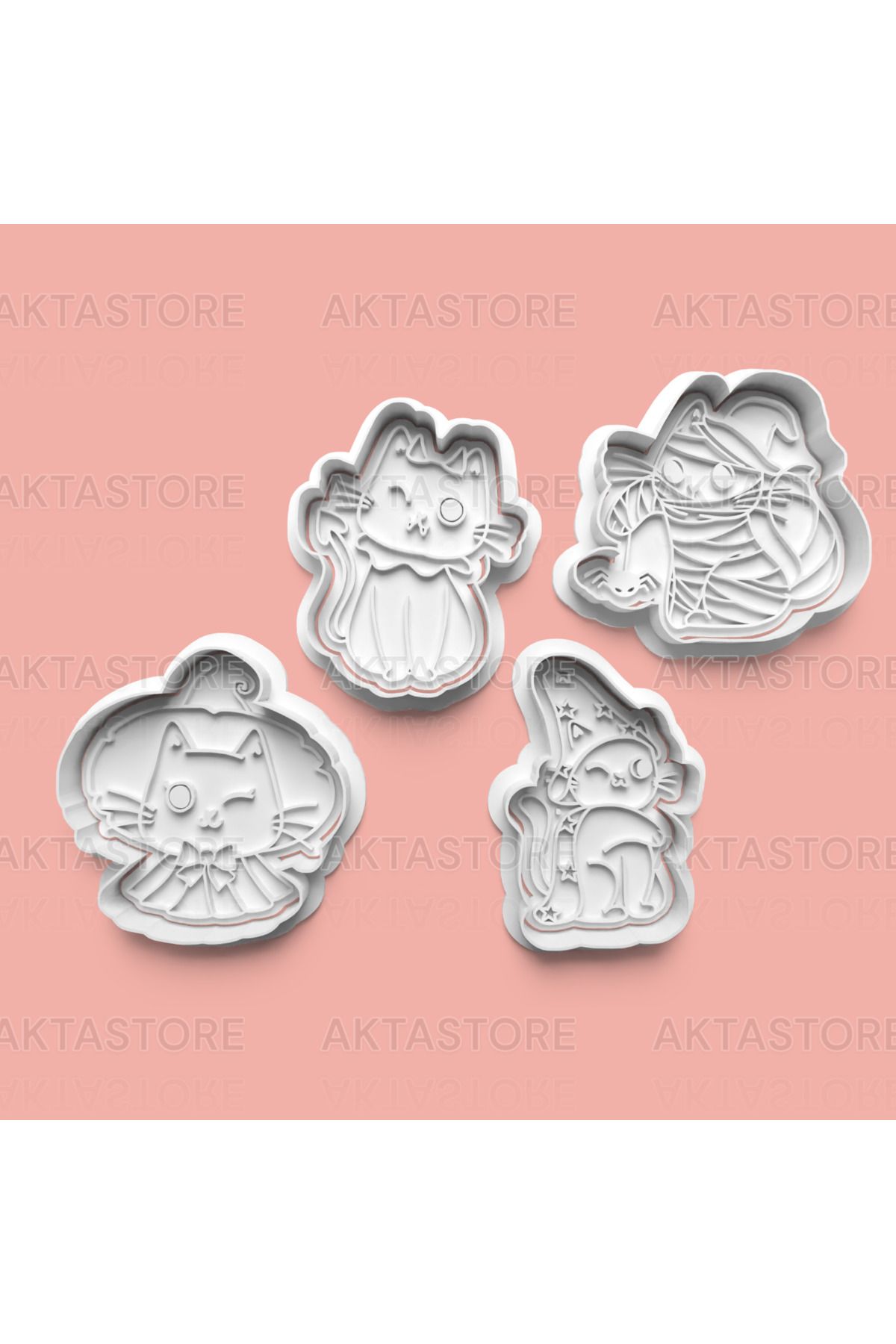 AKTASTORE Göz Kırpan Kedicik Kurabiye Kalıbı 4'lü set