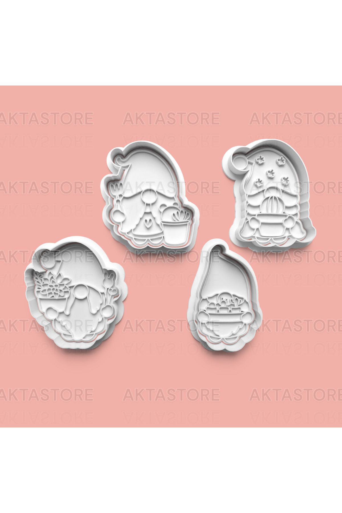 AKTASTORE Bitki Besleyen Cüce Kurabiye Kalıbı 4'lü set