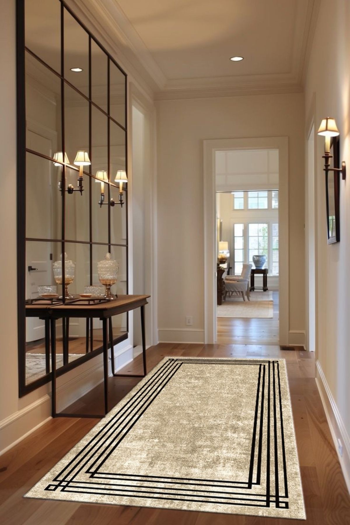 DERAS HOME Dijital Baskı Kaymaz Taban Yıkanabilir Yolluk Salon Halısı