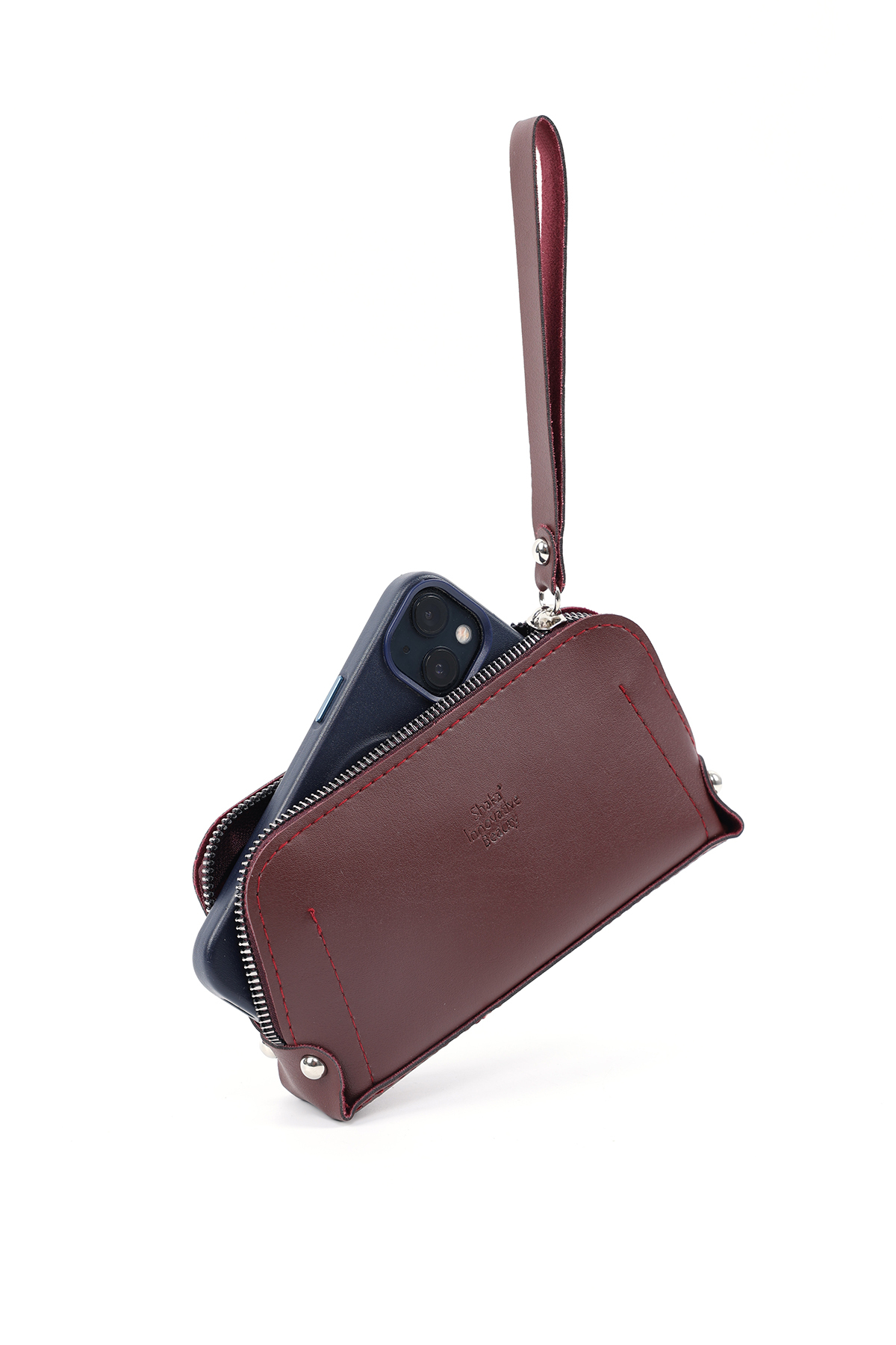 SHAKA Bordo Shk222 Suni Deri, Fermuarlı ,4 Bölmeli ,Askılı Telefon Cüzdanı ve El Çantası görsel 6