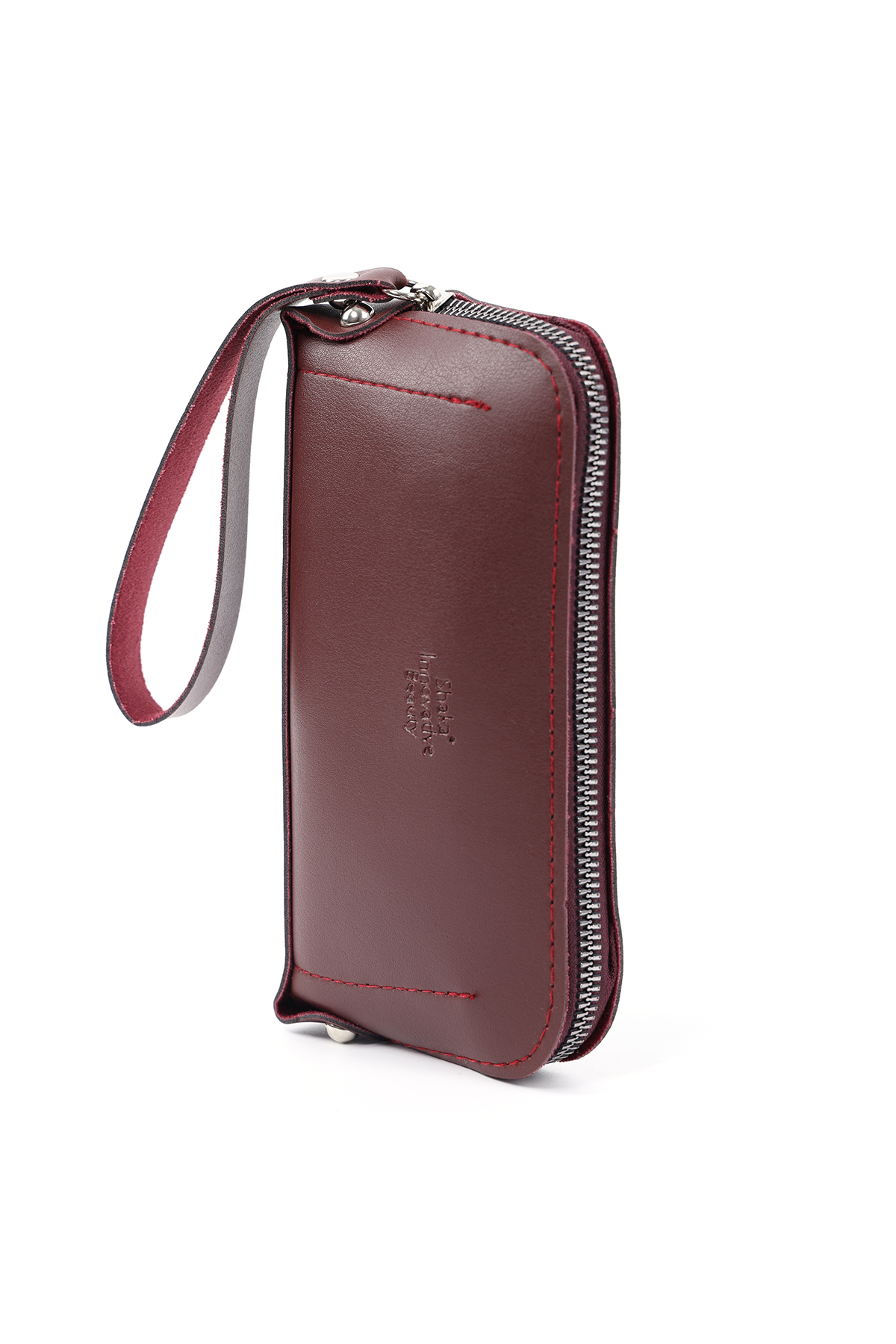 SHAKA Bordo Shk222 Suni Deri, Fermuarlı ,4 Bölmeli ,Askılı Telefon Cüzdanı ve El Çantası görsel 8