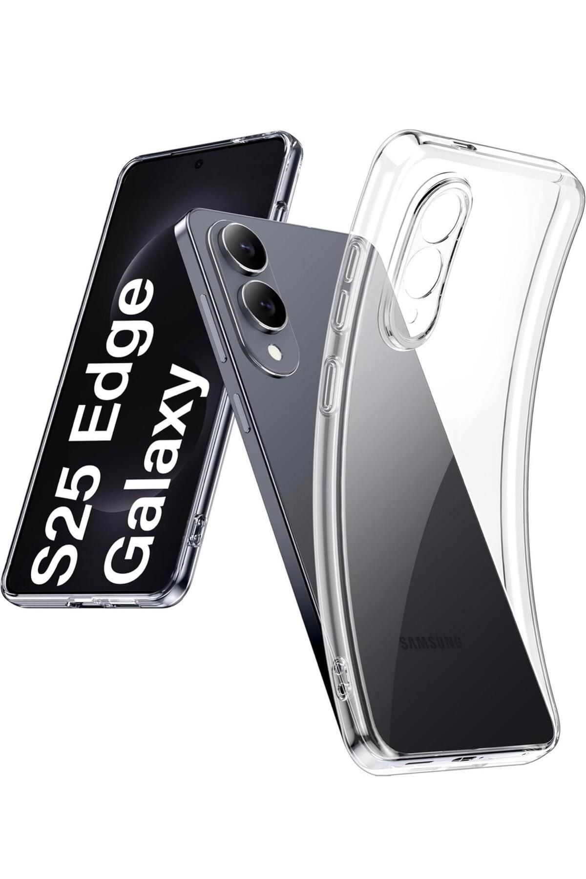Sphone Samsung Galaxy S25 Edge Şeffaf Kılıf Kamera Tam Korumalı Renksiz Clear Yumuşak Silikon Sararmaz Case