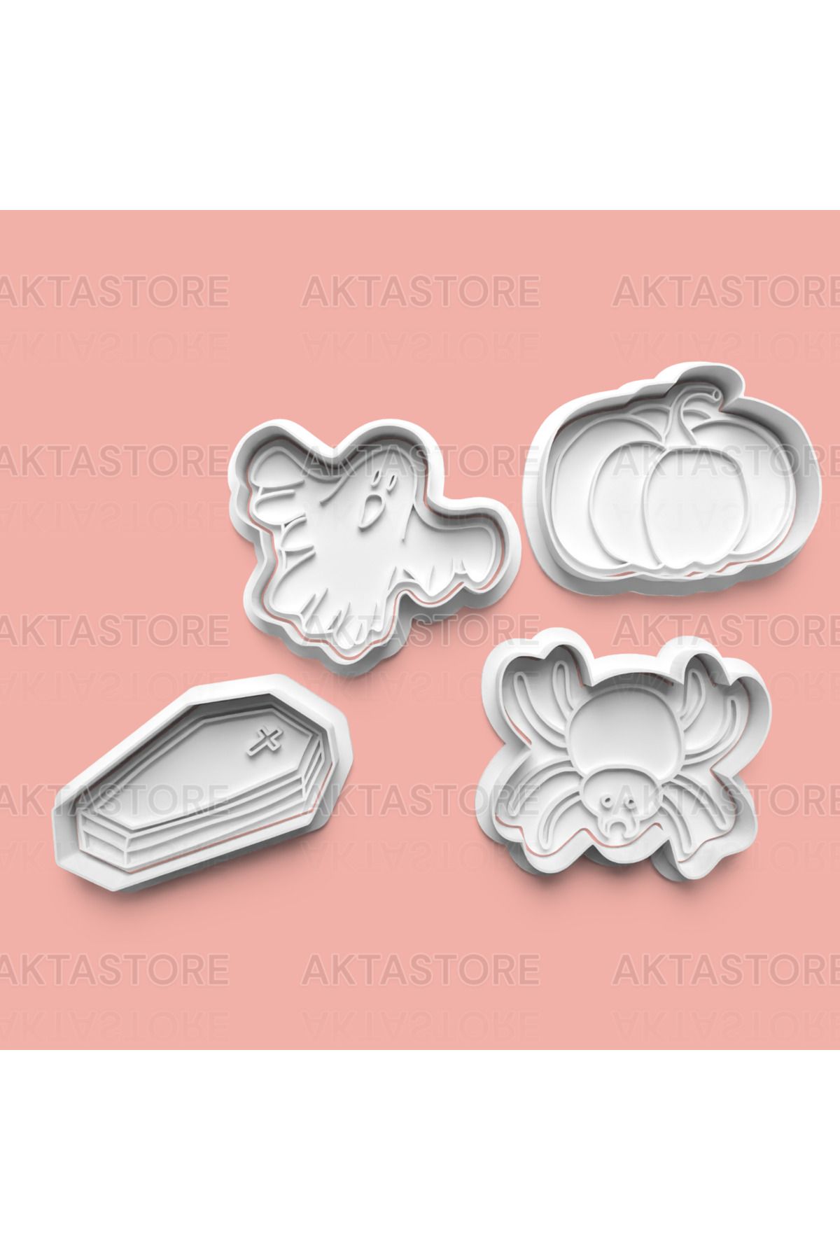 AKTASTORE Cadılar Bayramı Teması Kurabiye Kalıbı 4'lü set