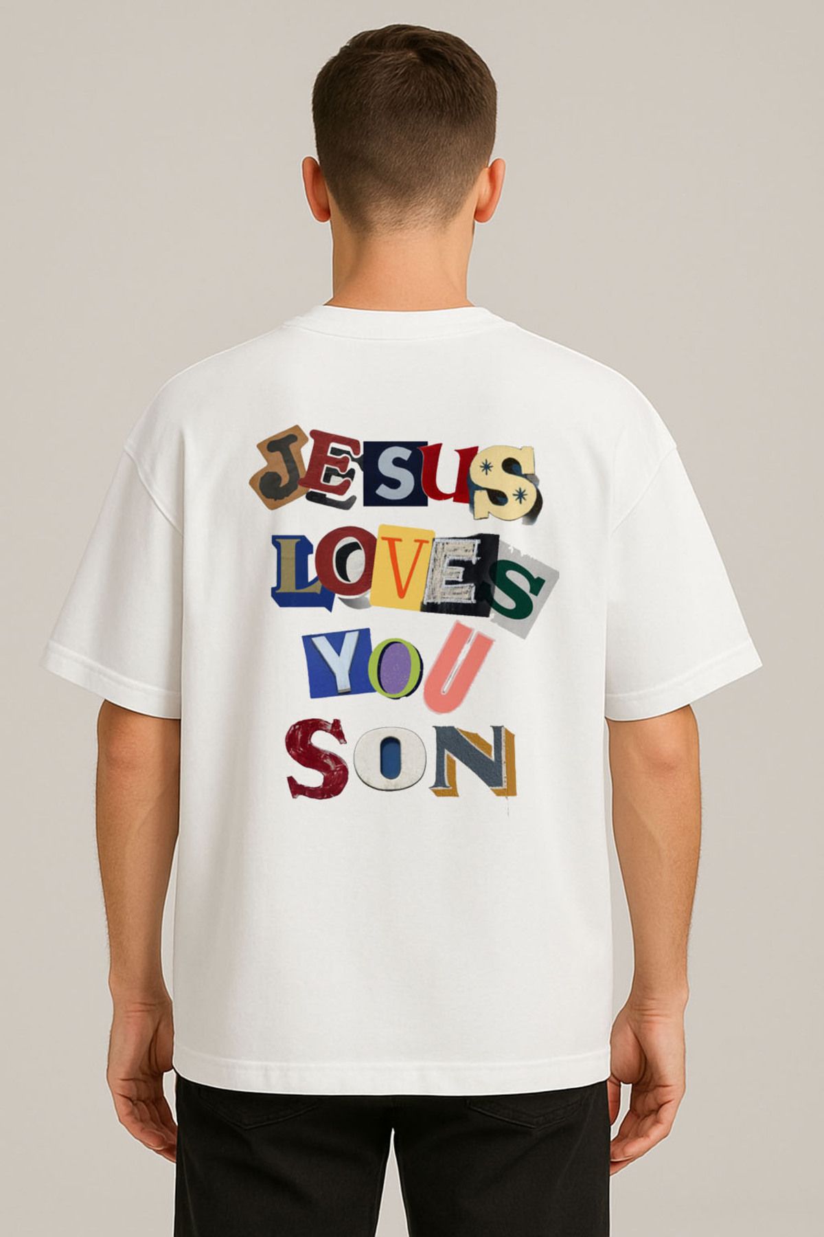 sielta Jeus İs King Love Baskılı Oversize Erkek Pamuklu Tişört T-shirt