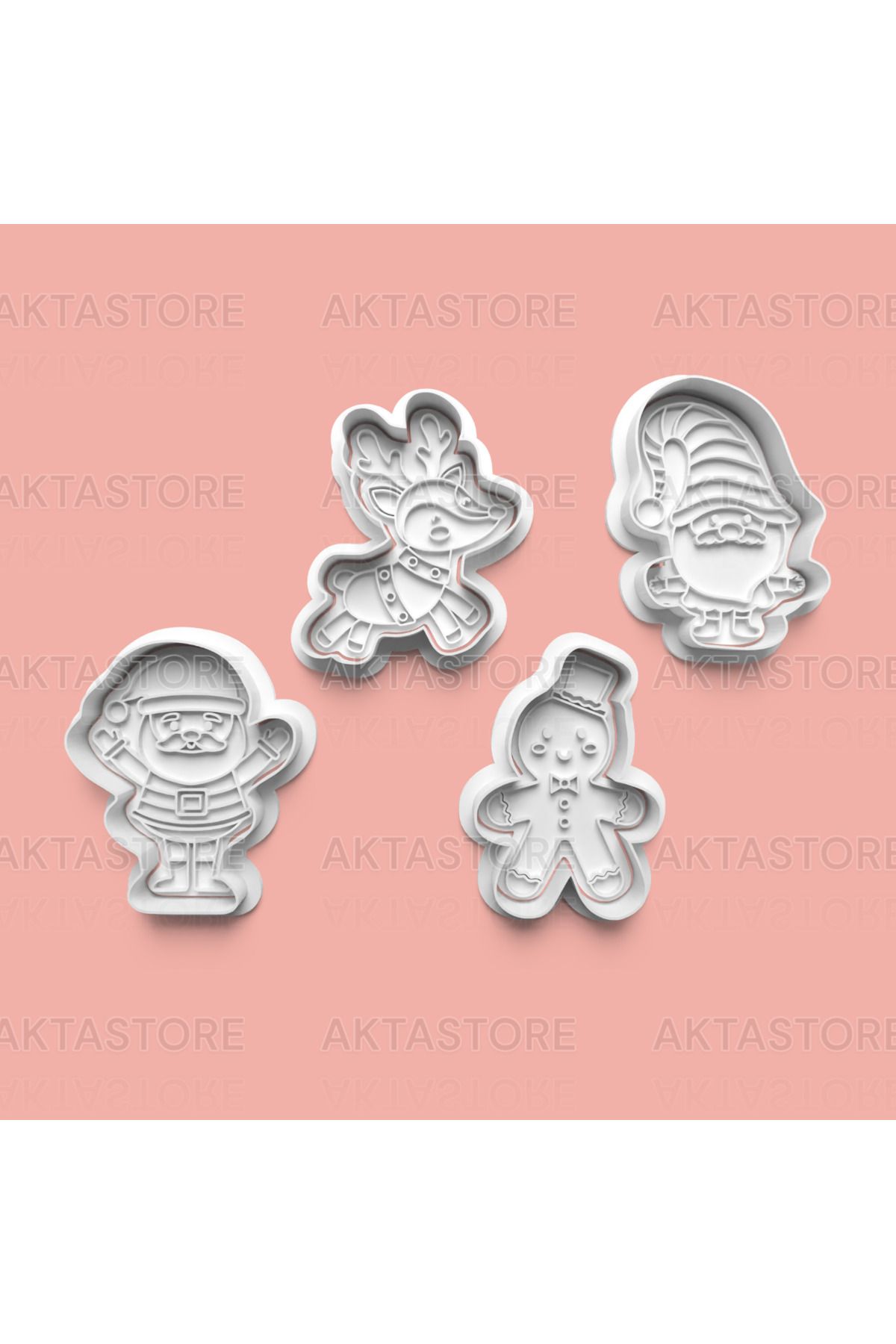 AKTASTORE Yılbaşı Teması Kurabiye Kalıbı 4'lü set