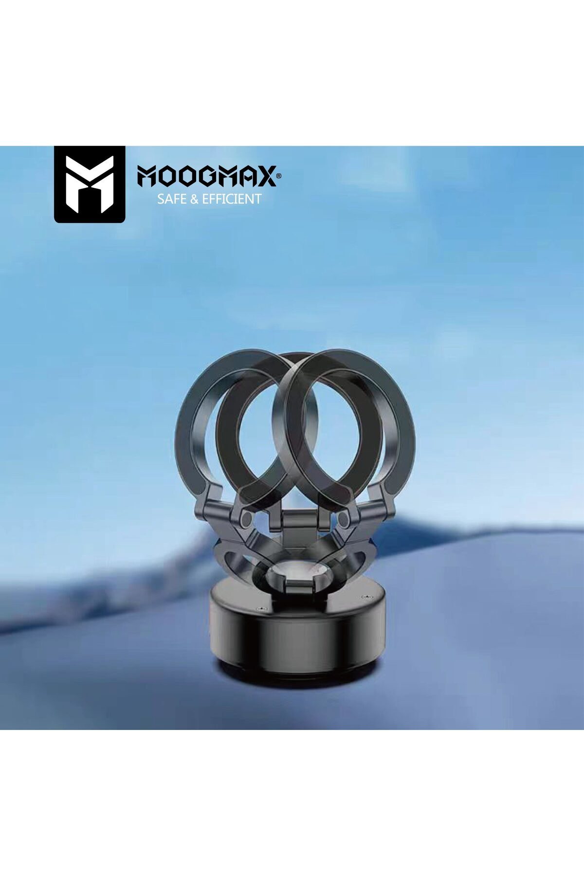 MOOGMAX-حامل جوال مغناطيسي ماج سيف للسيارة بشفط قوي –قابل للدوران 360° ويعمل بالشحن،تصميم أنيق باللون الأسود 3