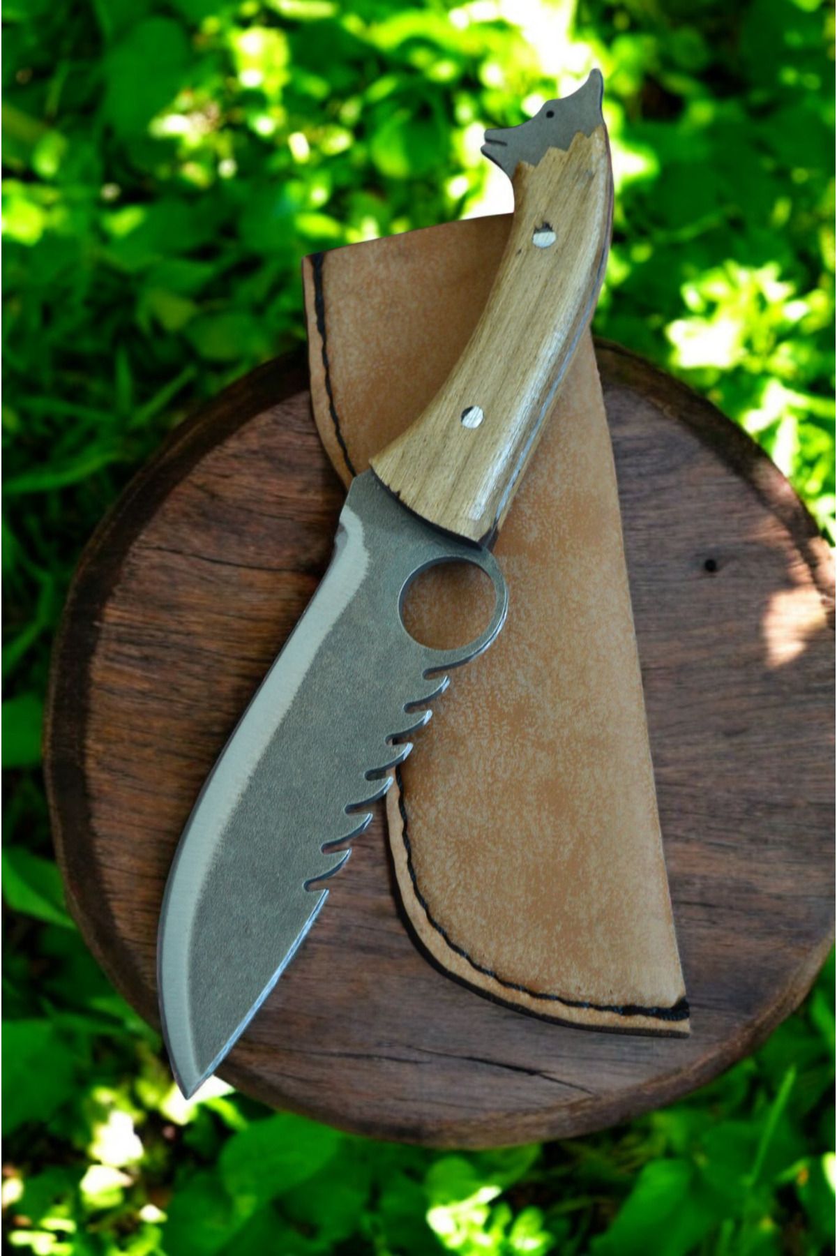 MERTCAN KNİFE 19 cm kurt başlı outdoor av ve kamp bıçağı mutfak bıçağı çakı kasap et bıçağı