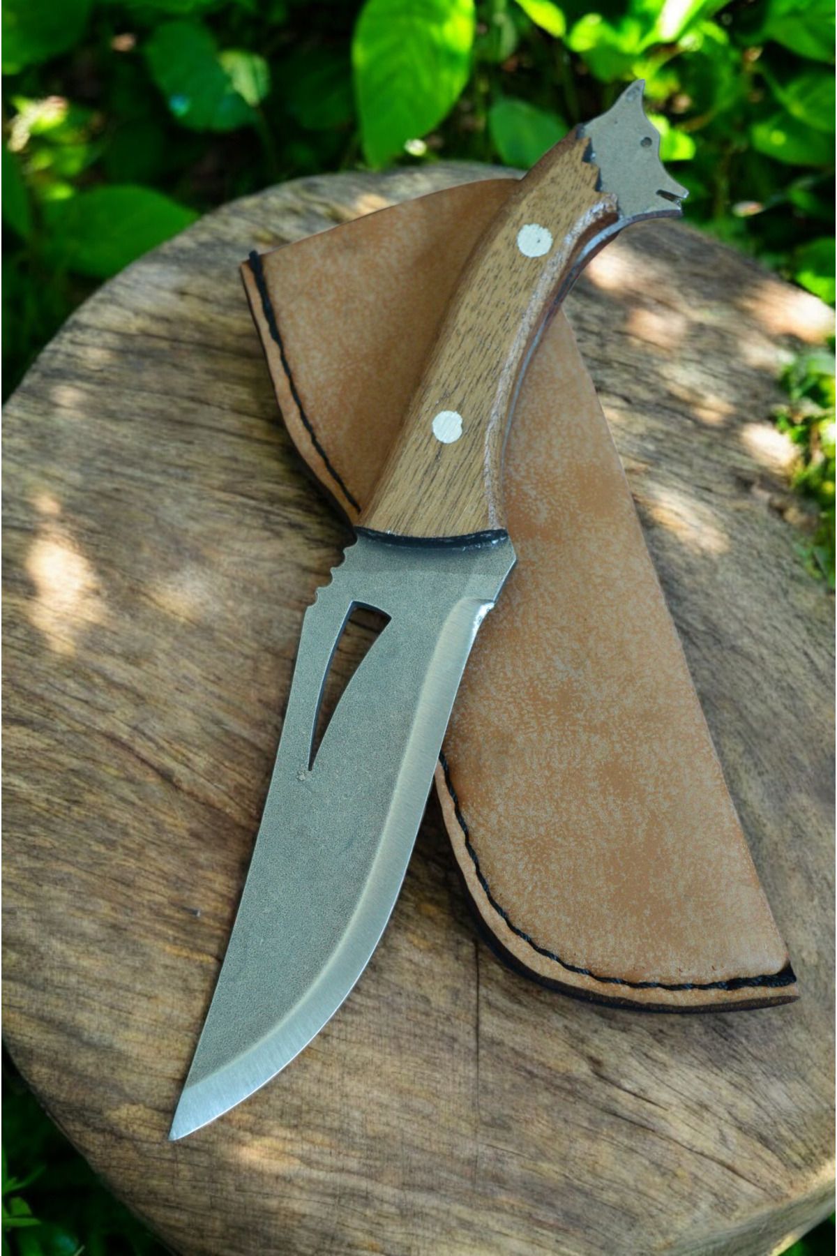 MERTCAN KNİFE 19 cm kurt başlı outdoor av ve kamp bıçağı mutfak bıçağı çakı kasap et bıçağı