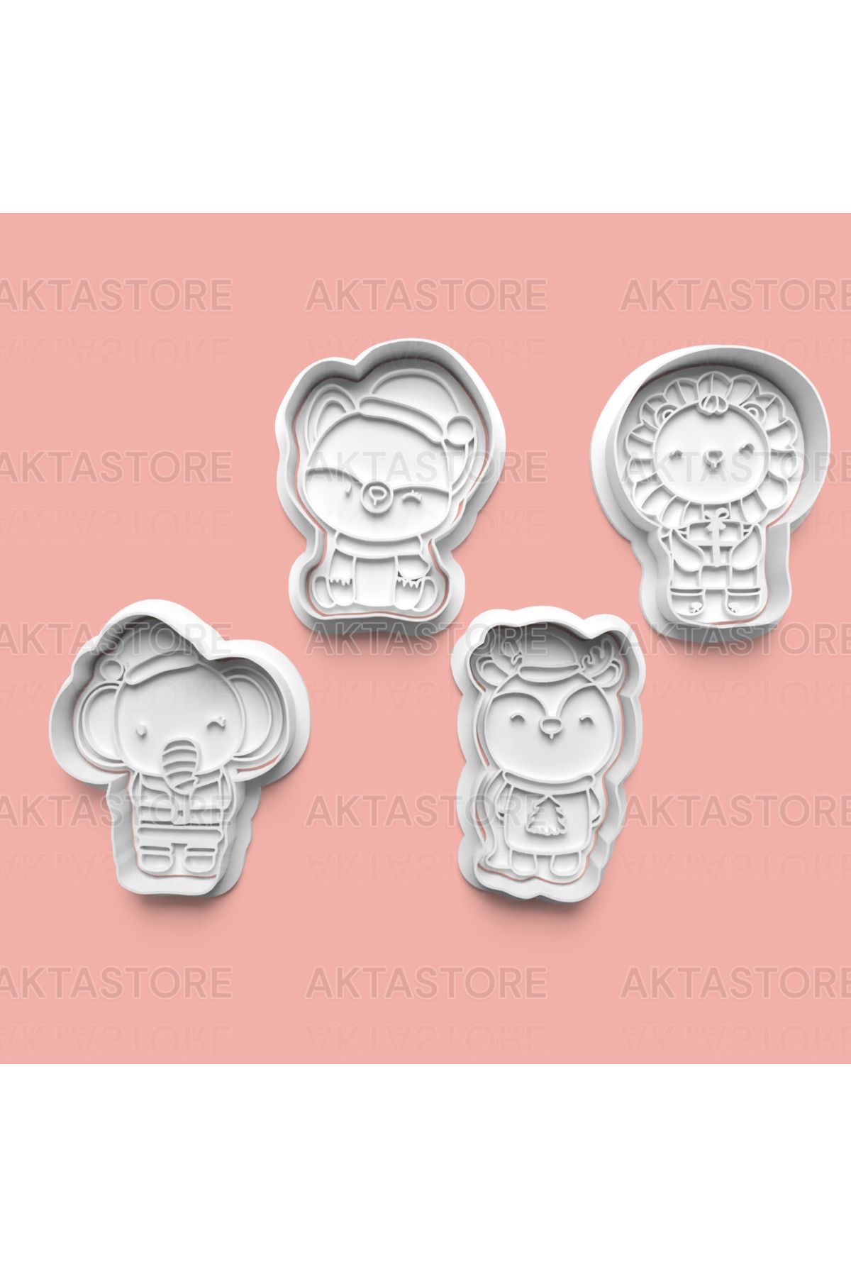 AKTASTORE Yılbaşı Hayvan Figürleri Kurabiye Kalıbı 4'lü set