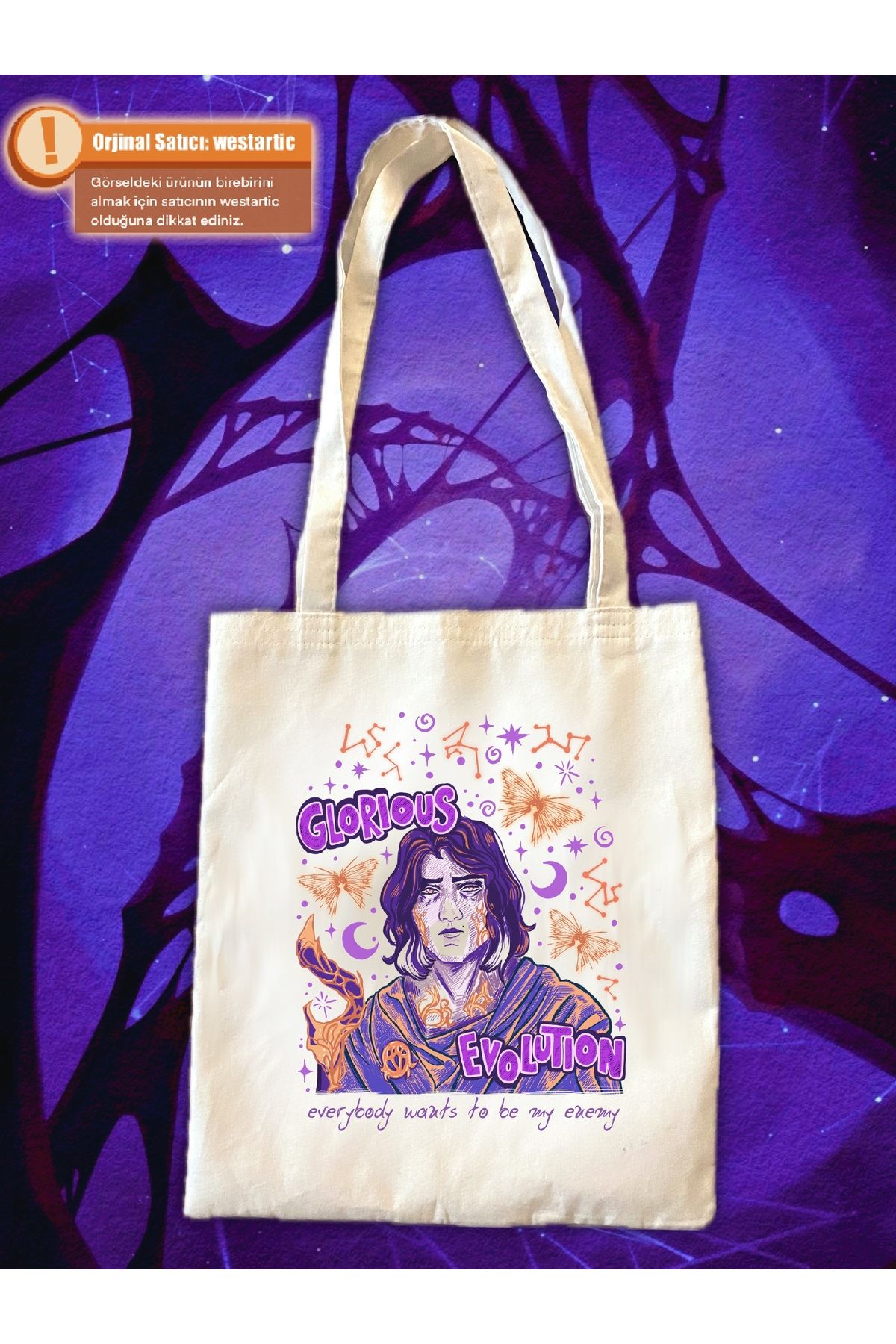 westartic Arcane Viktor Baskılı Kumaş Bez Kanvas Omuz Çantası - Tote Bag