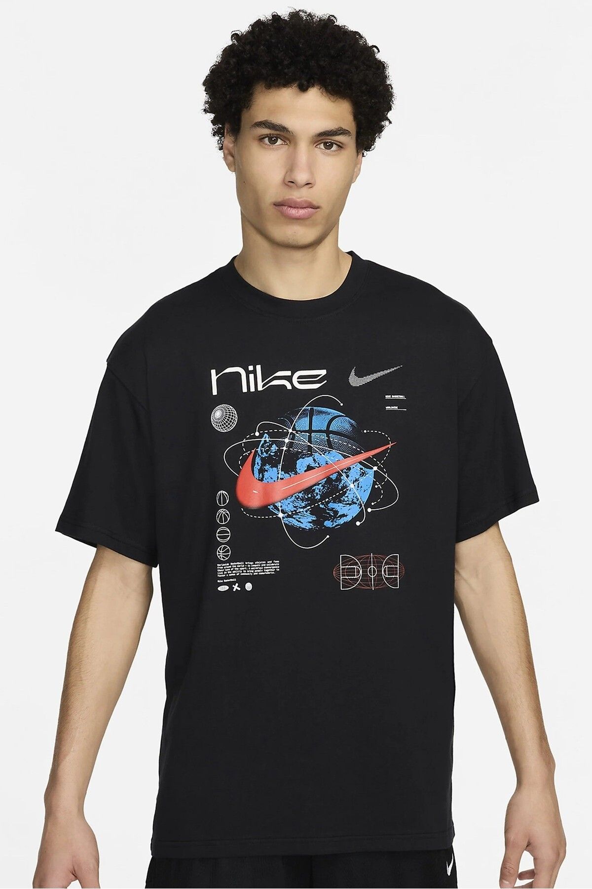 Nike Men's Max90 Basketball Loose Fit T-Shirt Erkek Bol Kesim Pamuk Tişört Siyah